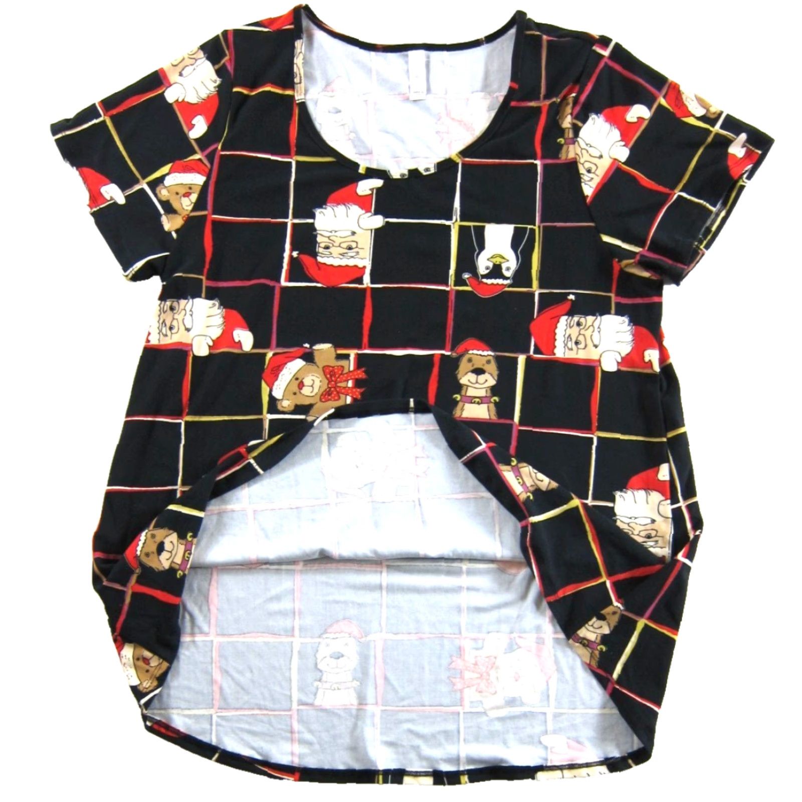 Vintage NWT LuLaRoe Christmas Santa Dog Teddy Bear Penguin Black Red Classic T-Shirt 2XL Size XXL / US 16-18 / IT 52-54 - 4 Thumbnail
