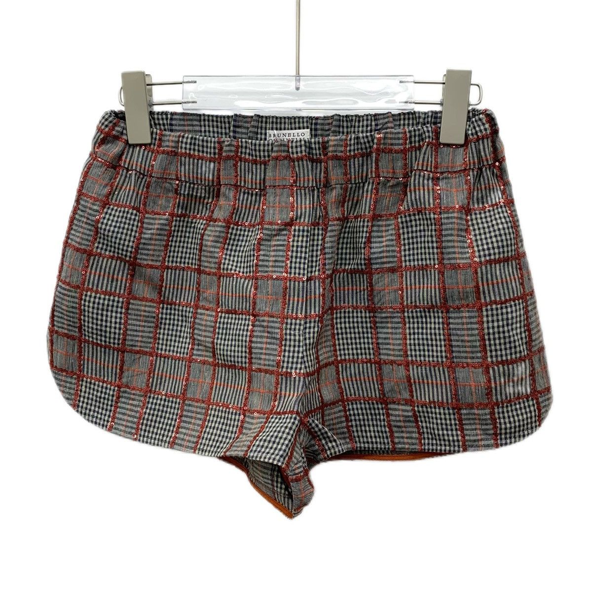 Brunello Cucinelli BC Color-block Plaid Sequin Linen Casual Shorts K26WX Size 26" / US 2 / IT 38 - 1 Thumbnail