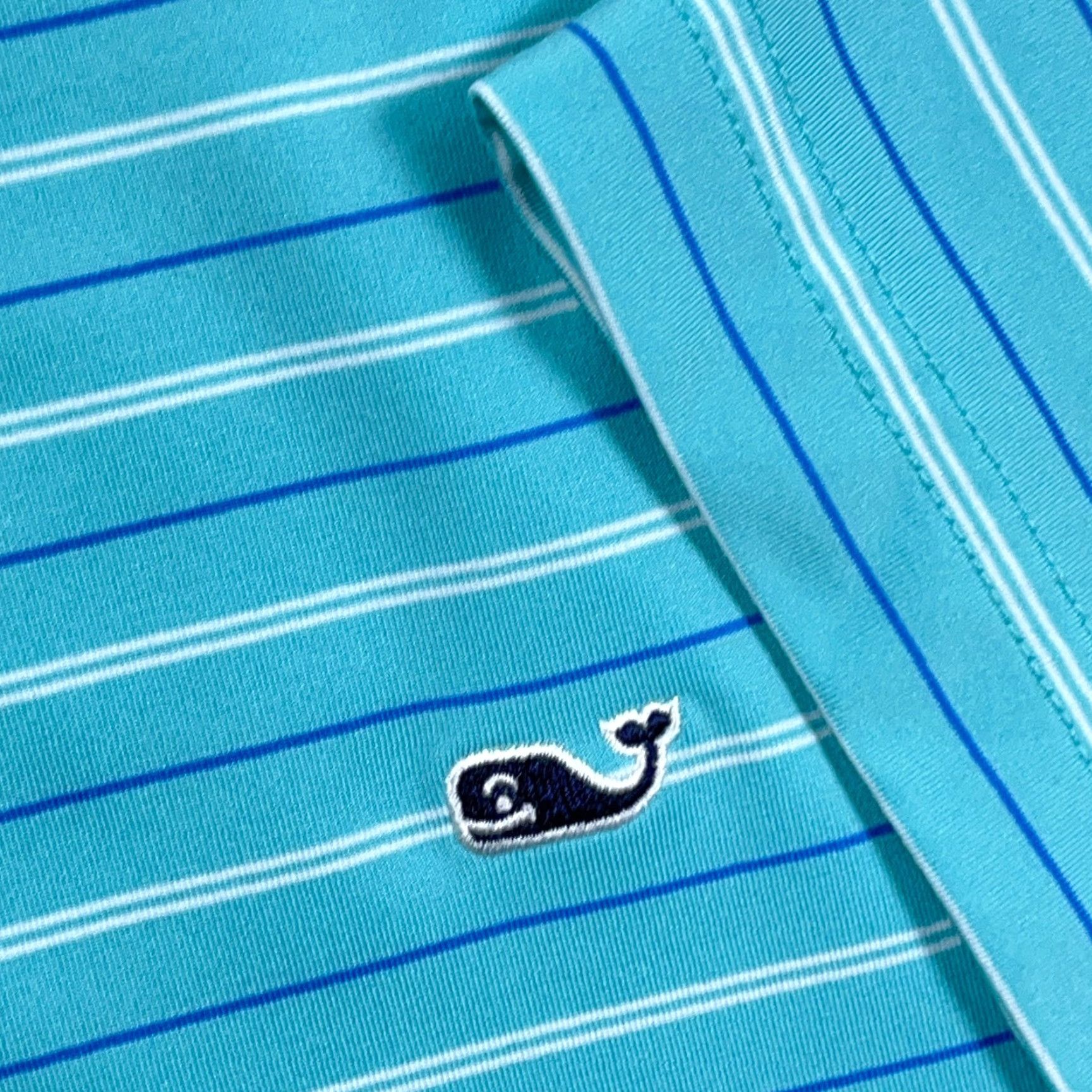 Vineyard Vines Vineyard Vines Polo Shirt Men L Teal Blue Striped Performance Wicking Golf Shirt Size US L / EU 52-54 / 3 - 7 Thumbnail