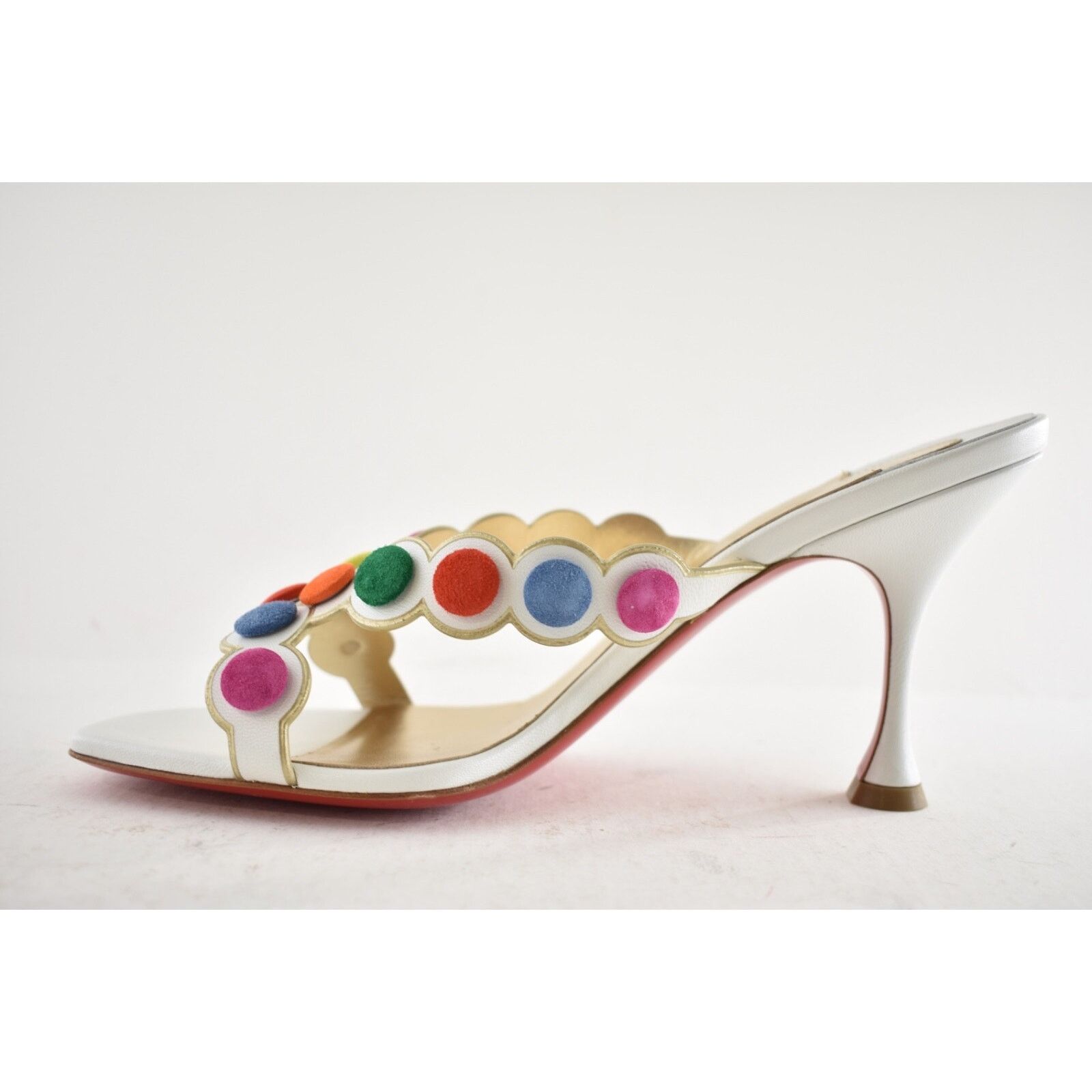 Christian Louboutin Smarta 85 White Multi Backless Mule Sandal Heel Pump 38.5 Size US 8.5 / IT 38.5 - 9 Thumbnail