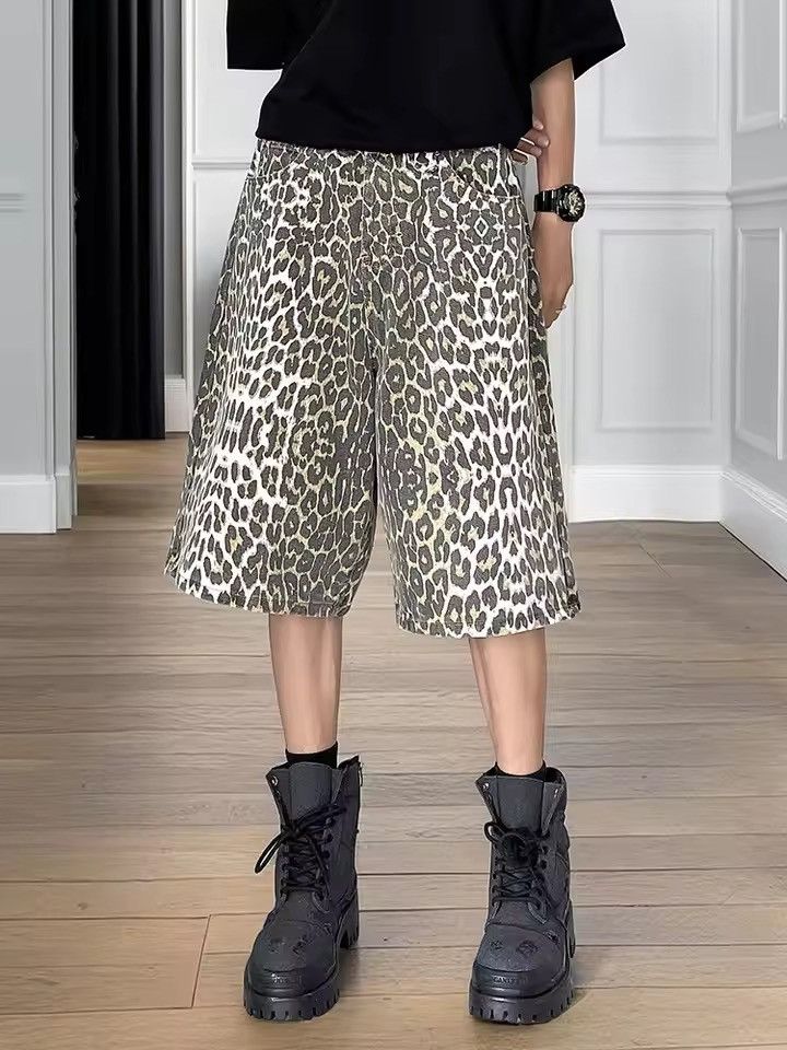 Japanese Brand VIBE Slouchy style vintage leopard baggy denim shorts Size US 30 / EU 46 - 3 Thumbnail