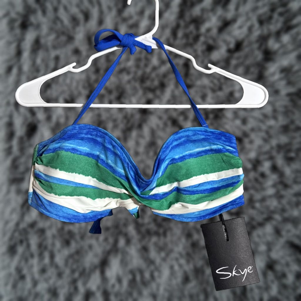 Vintage VINTAGE Skye Swim Bikini Top M Blue 60s 70s Coastal Boho Beachy Surf Womens Medium Size M / US 6-8 / IT 42-44 - 1 Thumbnail