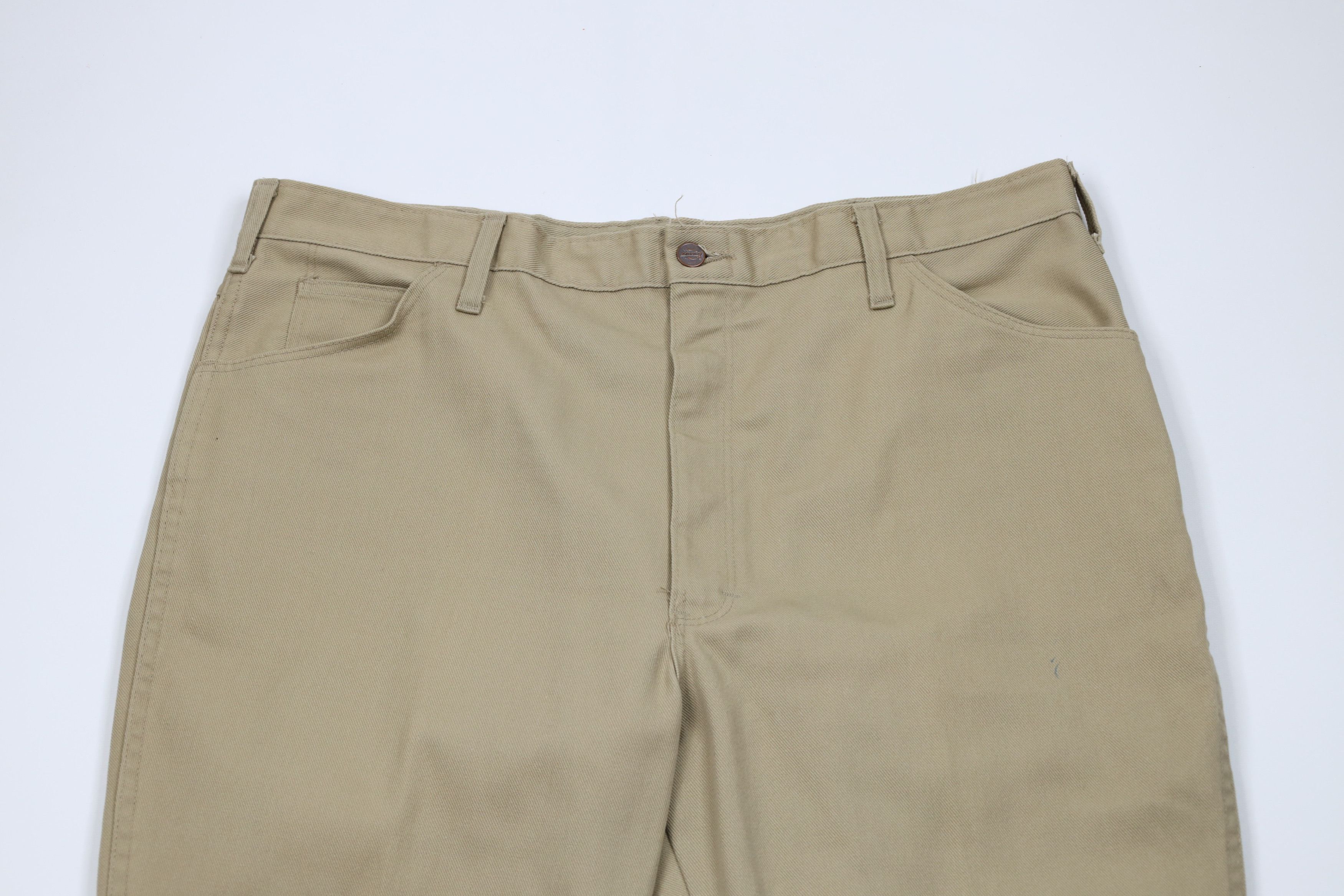Dickies × Vintage Vintage 70s Dickies Workwear Wide Leg Pants Beige USA Size US 38 / EU 54 - 2 Thumbnail