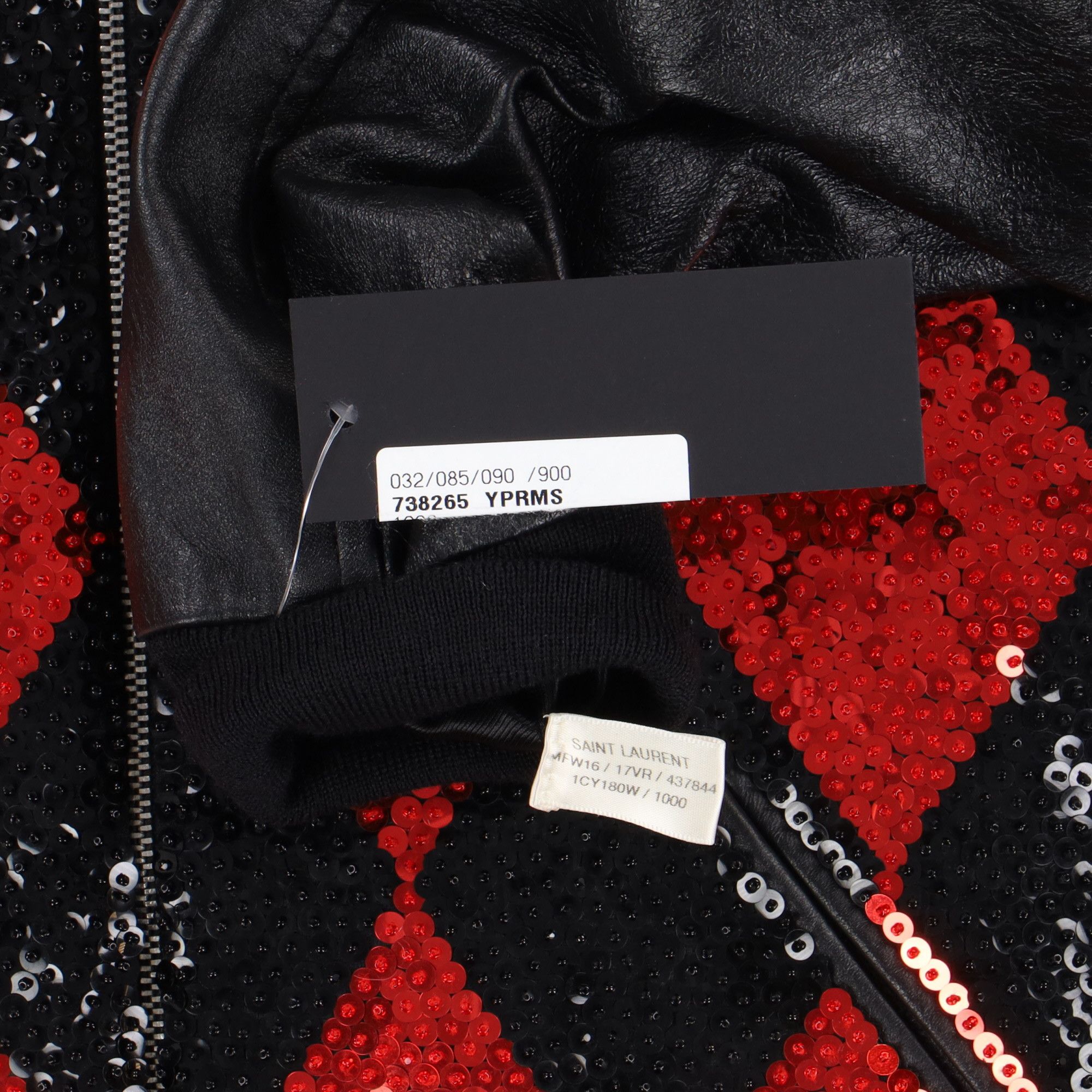 Saint Laurent Paris Sequin Embellished Wool and Leather Bomber Jacket Size US S / EU 44-46 / 1 - 6 Thumbnail