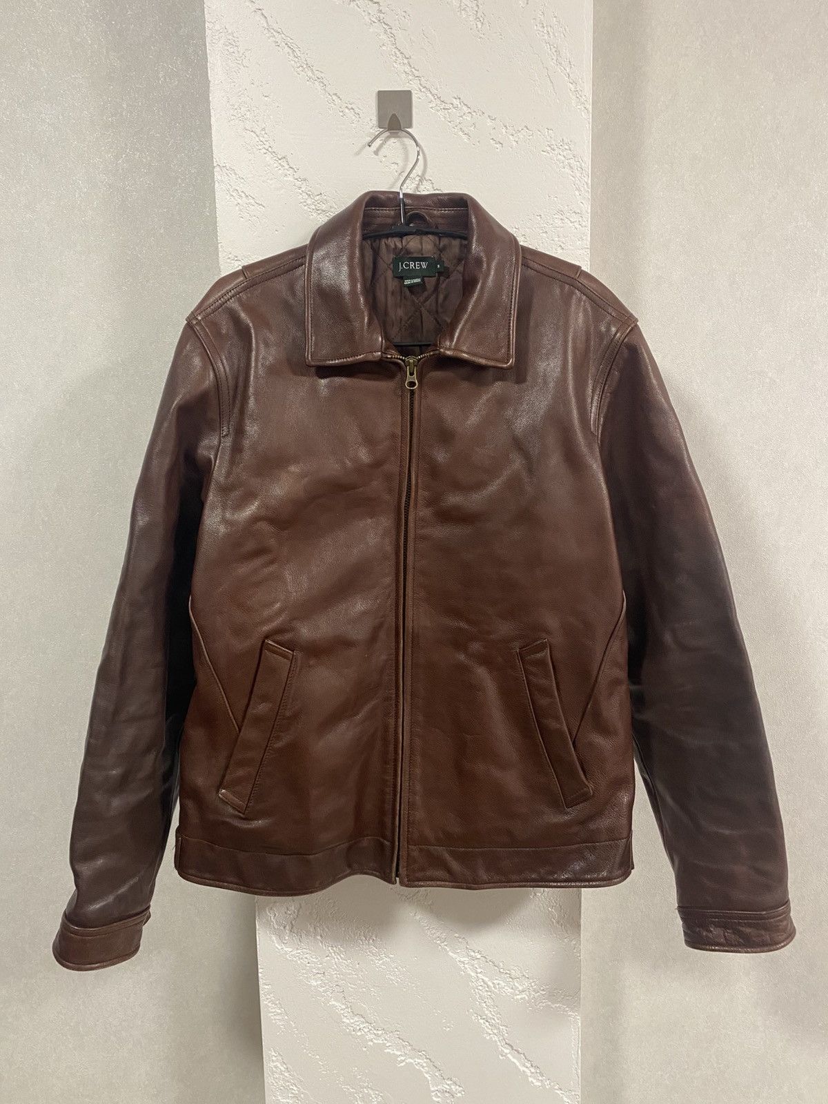 J.Crew J.Crew Brown Thik Leather Jacket Size: M Green Label Size US M / EU 48-50 / 2 - 1 Thumbnail