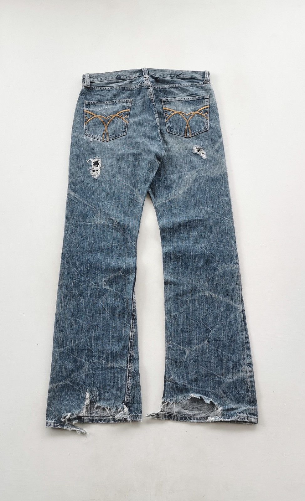 Kapital Bootcut Distressed Reworked Twist Stitch Jeans Size US 35 - 5 Thumbnail