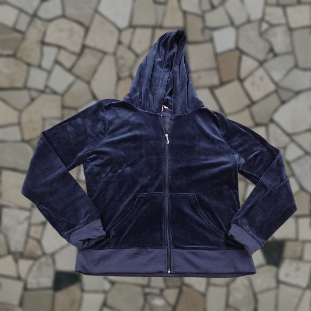 Juicy Couture Juicy Couture Hoodie Womens M Blue Velour Rhinestone Track Sweat Suit Top Size M / US 6-8 / IT 42-44 - 1 Thumbnail