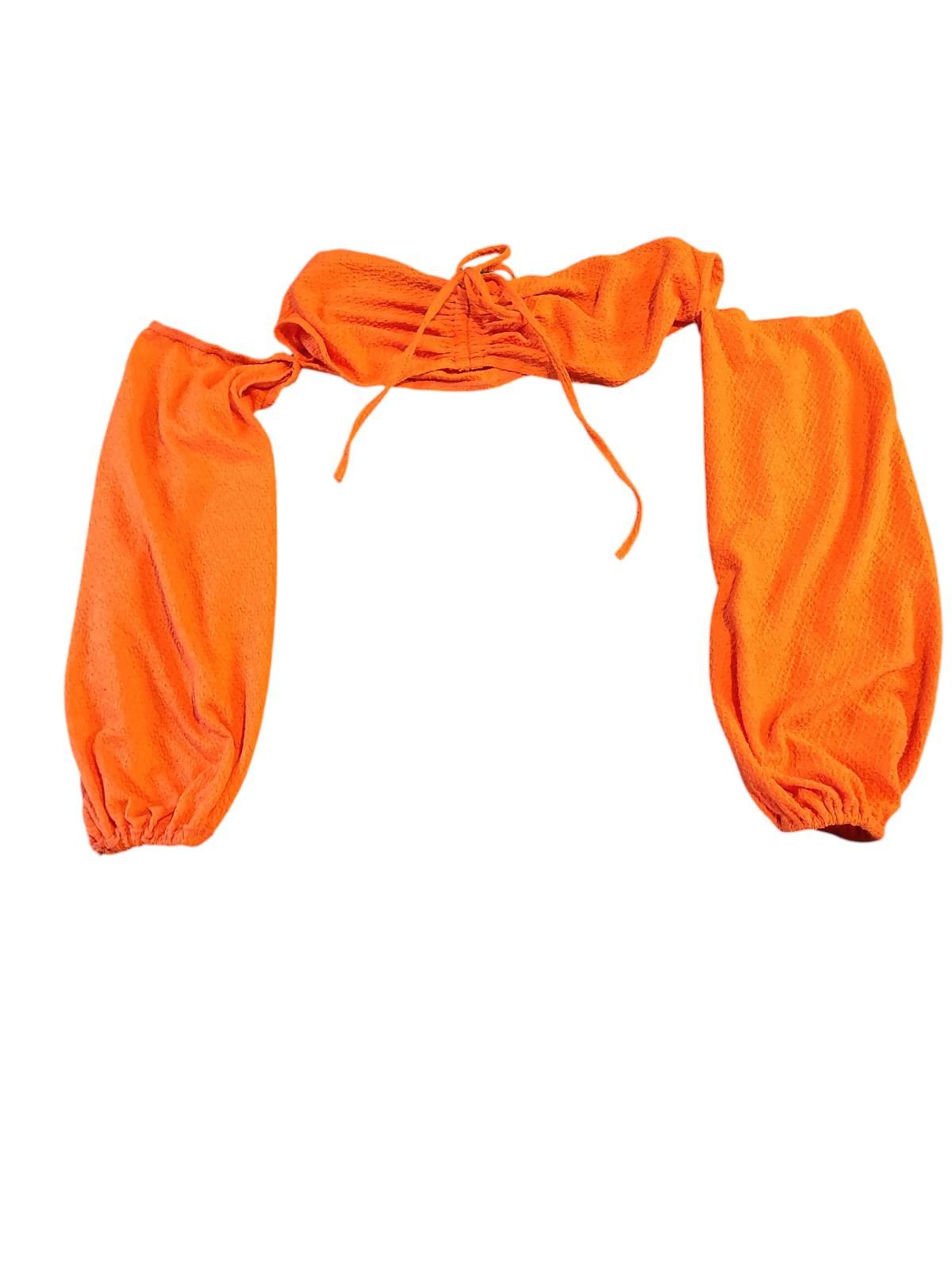 Shein Shein Women's Orange Off-Shoulder Crop Top w Long Sleeves Size XXL / US 16-18 / IT 52-54 - 9 Thumbnail