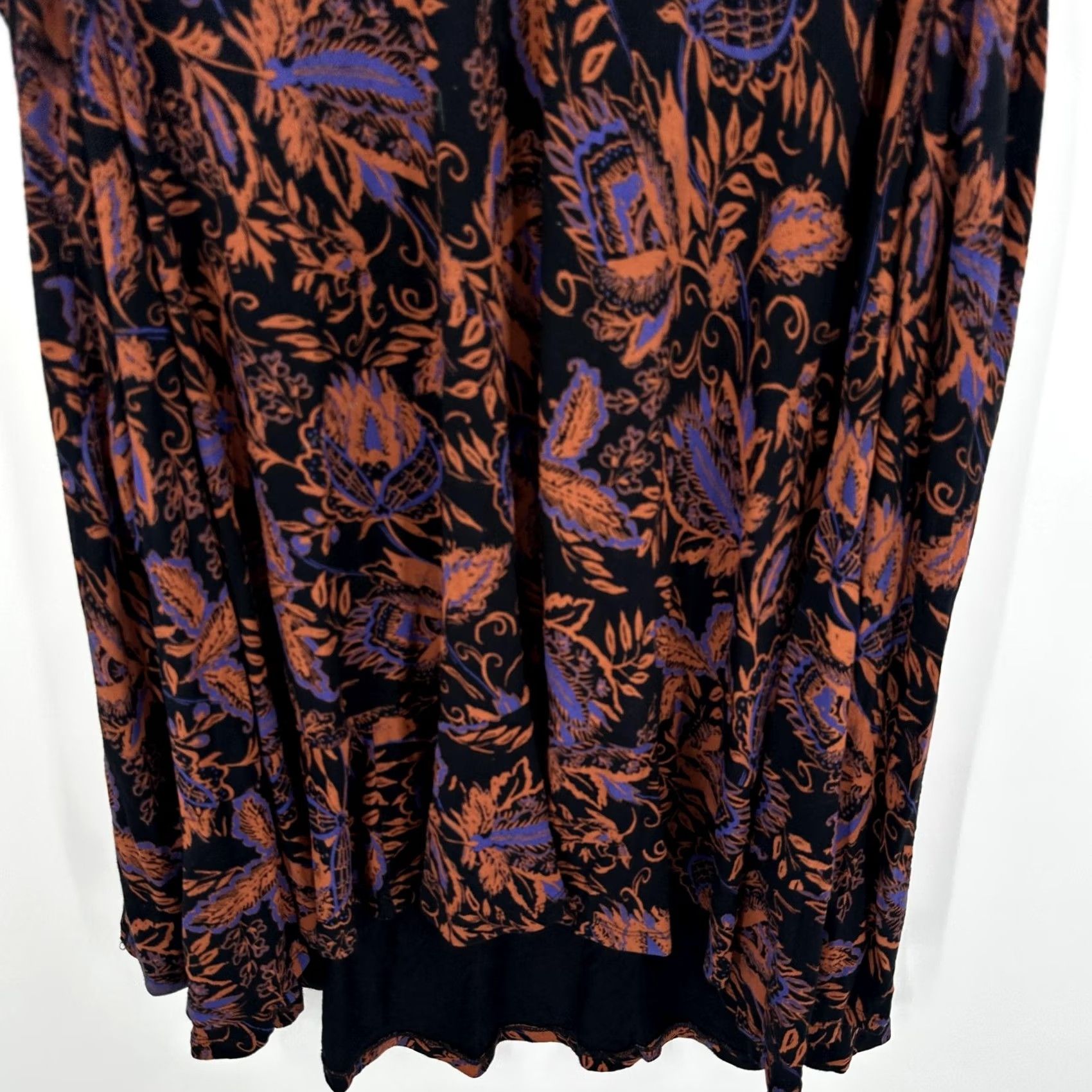 Free People VINTAGE Free People Dress Womens Small Black Brown Floral Boho Long Sleeve Keyhole Flowy Size S / US 4 / IT 40 - 3 Thumbnail