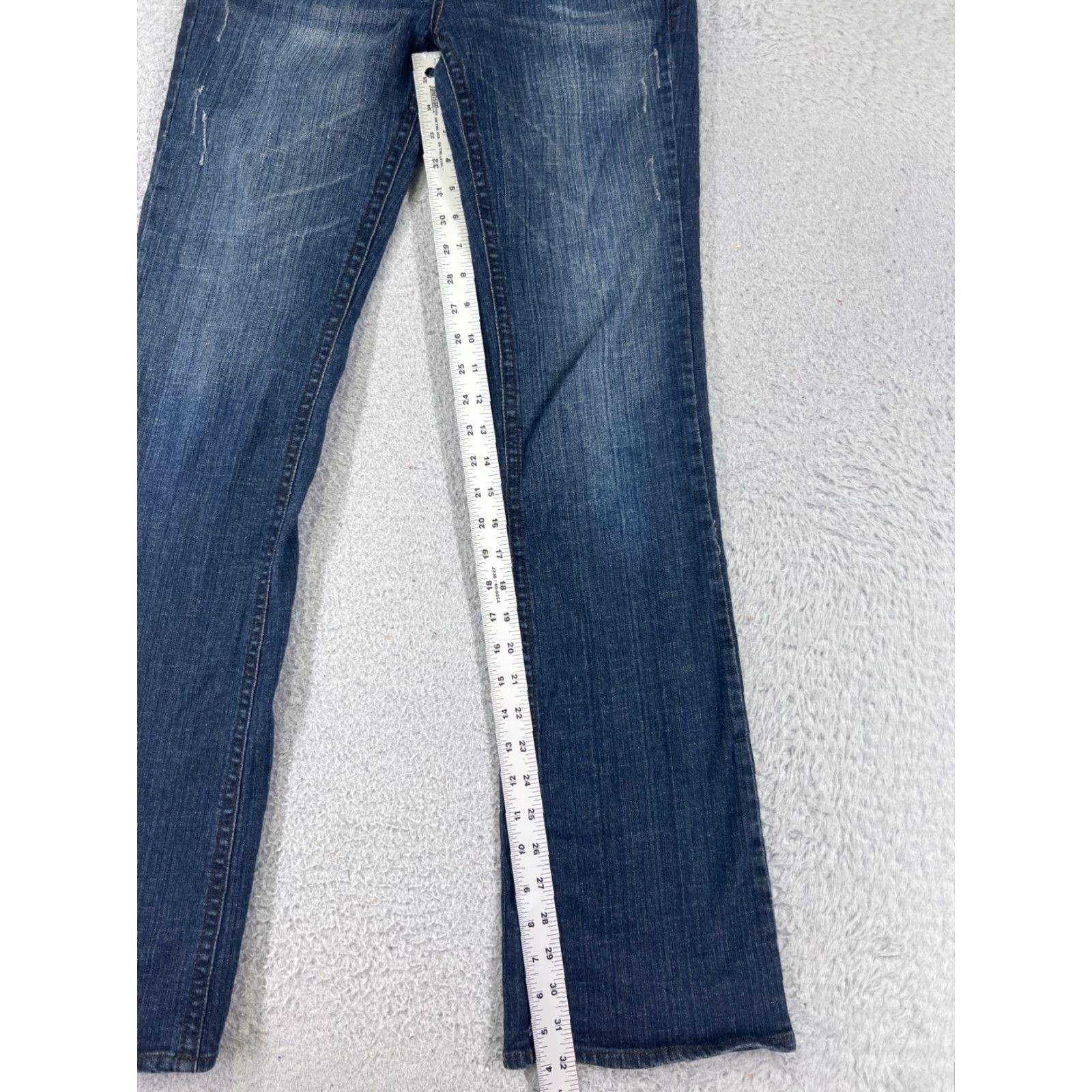 Denime Refuge Jeans Women 7 L Blue Denim Flared Low Rise Distressed Cotton 27x32 Size 28" / US 6 / IT 42 - 7 Thumbnail