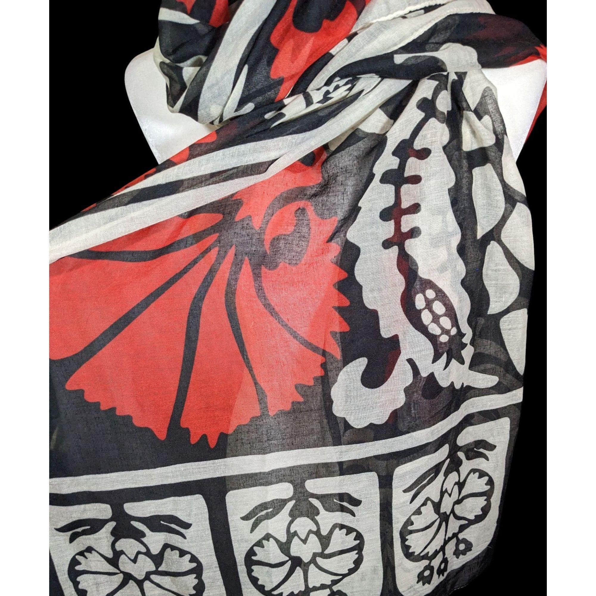 Other Printed Village Retro Floral Lightweight Scarf/Shawl Size ONE SIZE - 3 Thumbnail