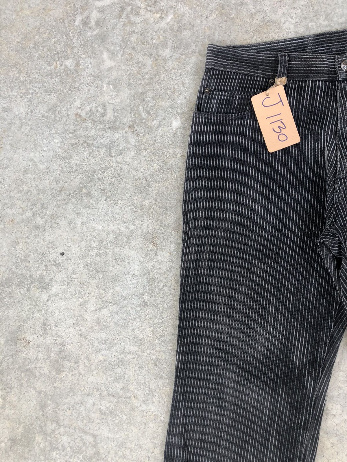 Tornado Mart Japanese Studio Sho Flared Jeans Hickory Stripe Distressed Size US 31 - 4 Thumbnail