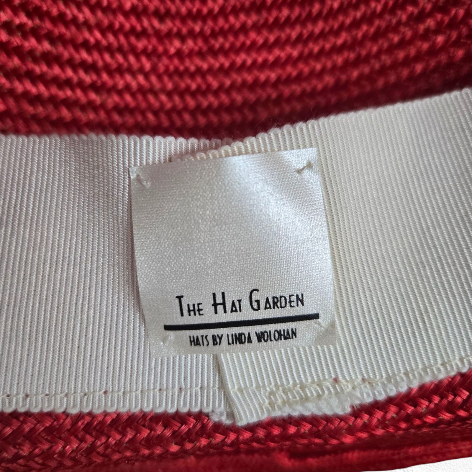 Vintage Vintage Red Derby Hat Wide Brim Rose Straw OS Size ONE SIZE - 7 Thumbnail