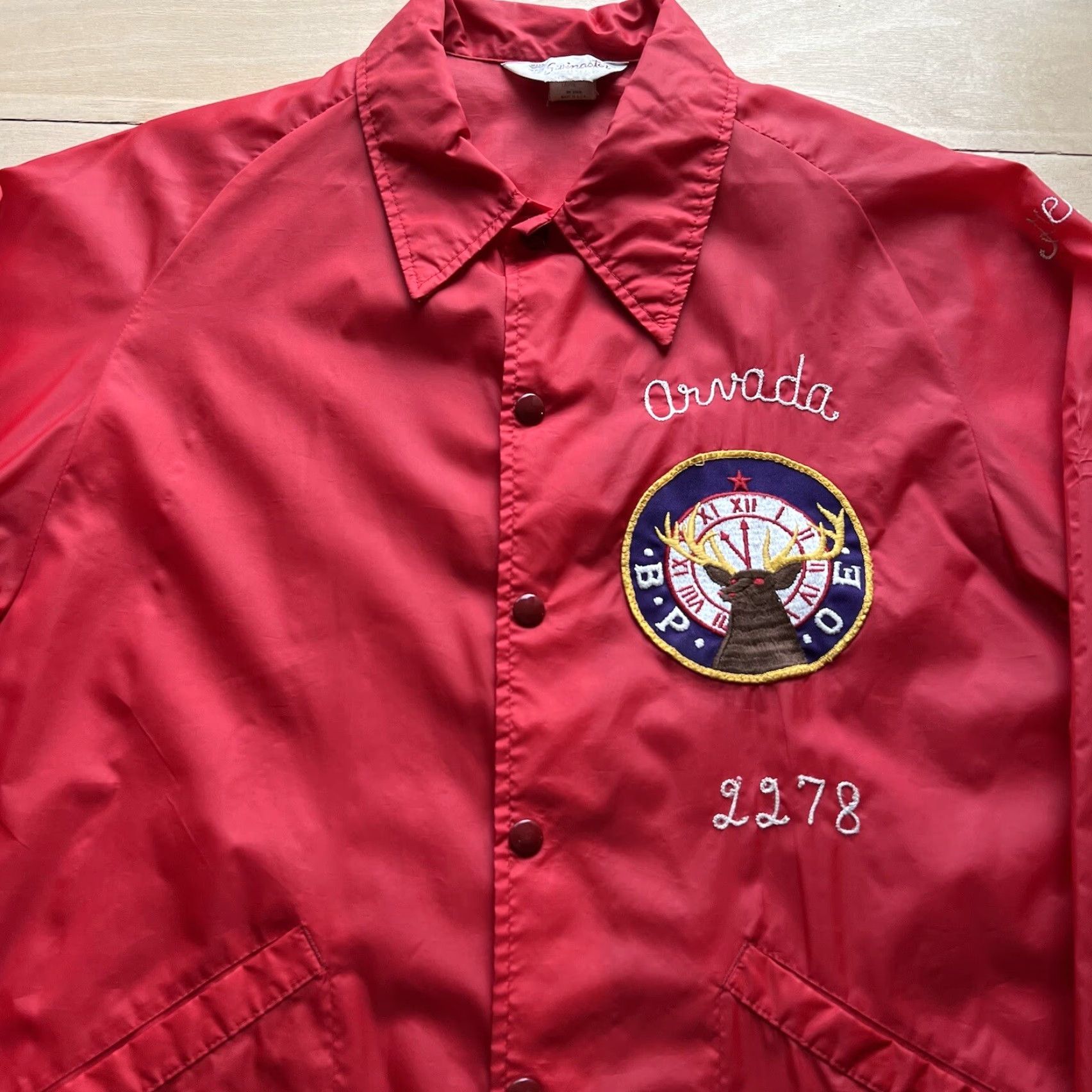 Vintage Vintage Swingster FFA Jacket L Red 70s Workwear USA Nylon Softshell Button Logo Coat, Mens, Regular, All Seasons, Collared, Lined, Short Jacket Size US L / EU 52-54 / 3 - 3 Thumbnail