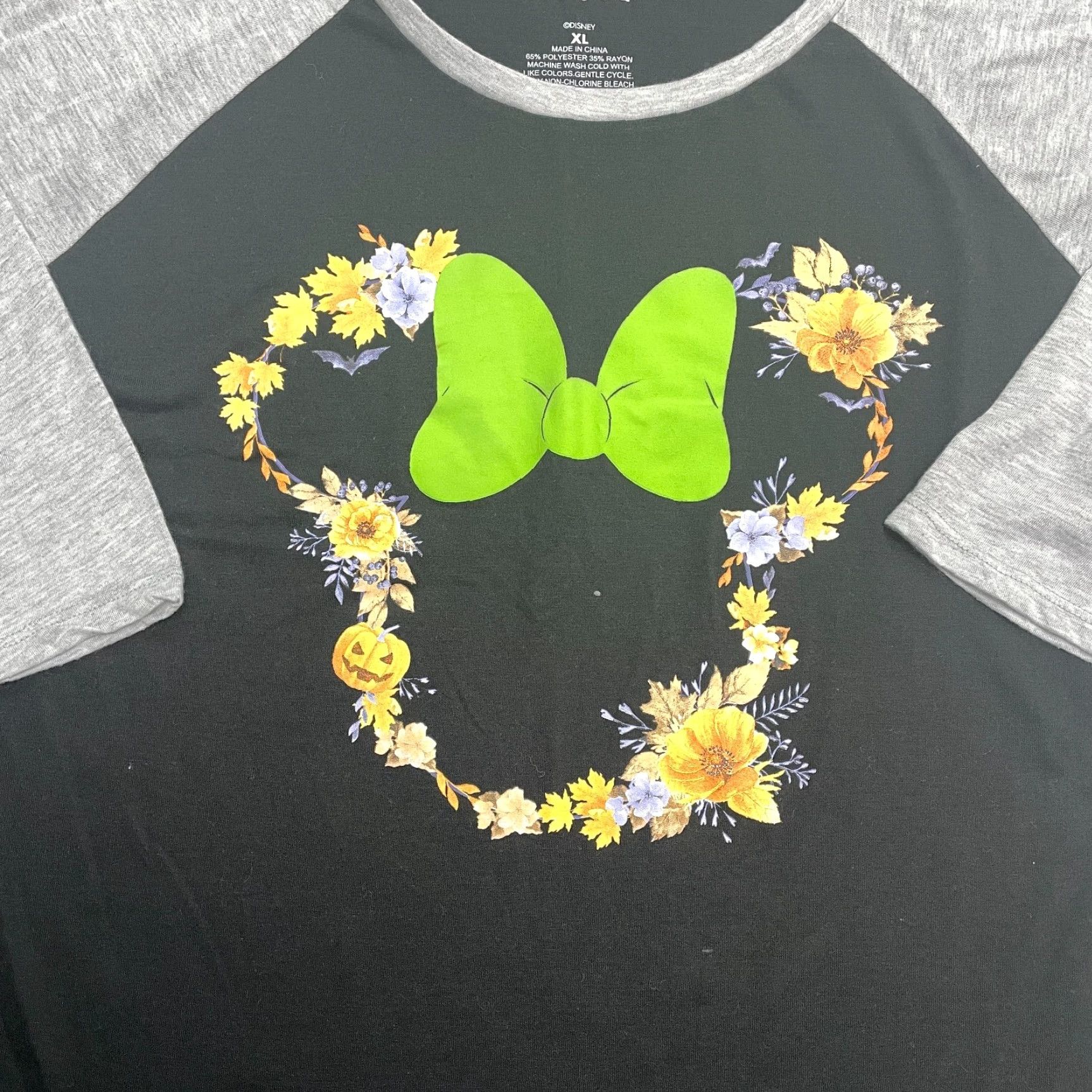 Disney Disney Minnie Mouse Raglan T-Shirt Women XL Black Gray Round Neck Casual Graphic Size XL / US 12-14 / IT 48-50 - 3 Thumbnail
