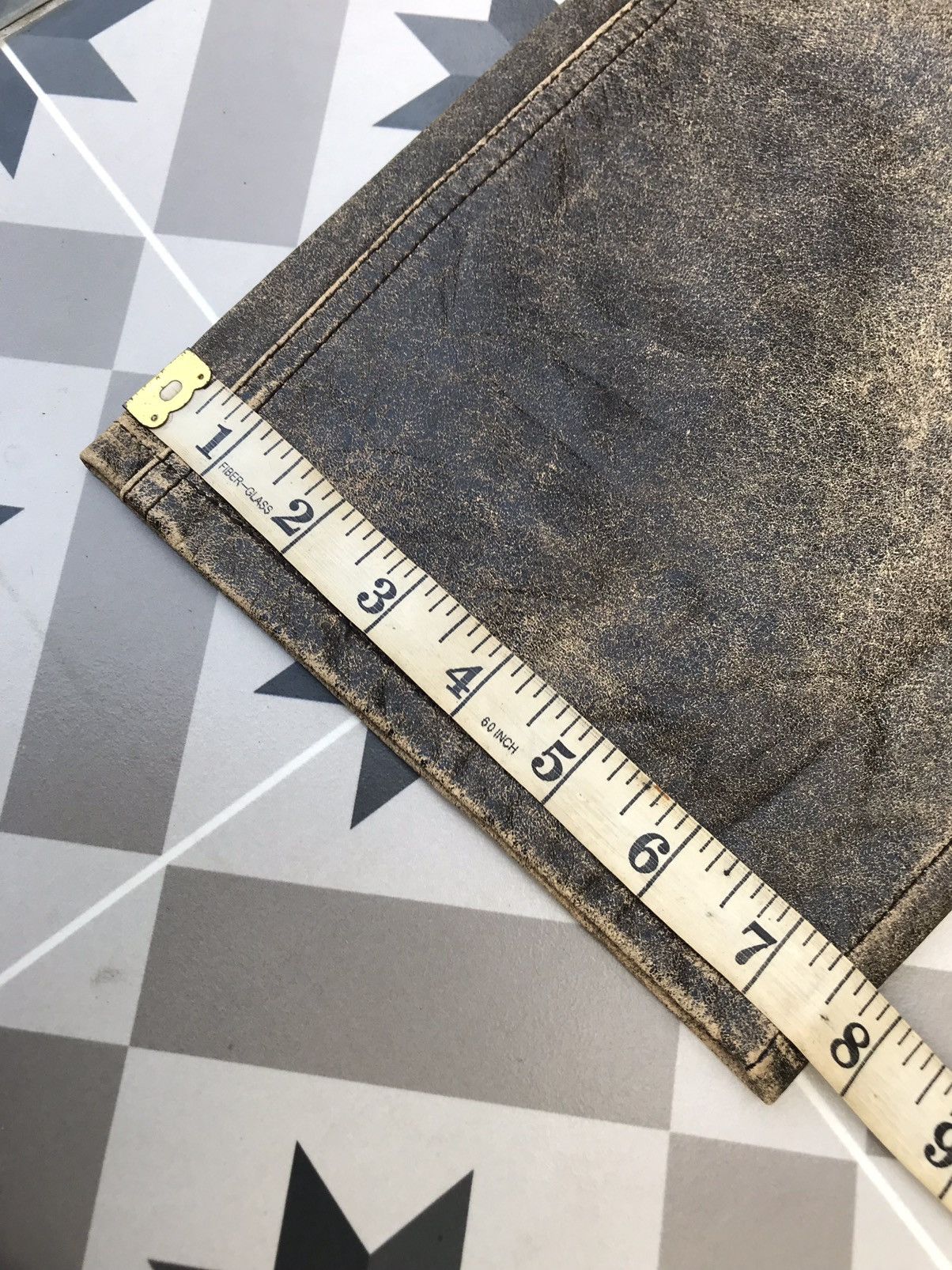 Genuine Leather DUAL ( JAPAN ) FADED COWHIDES LEATHER JEANS Size US 31 - 19 Thumbnail