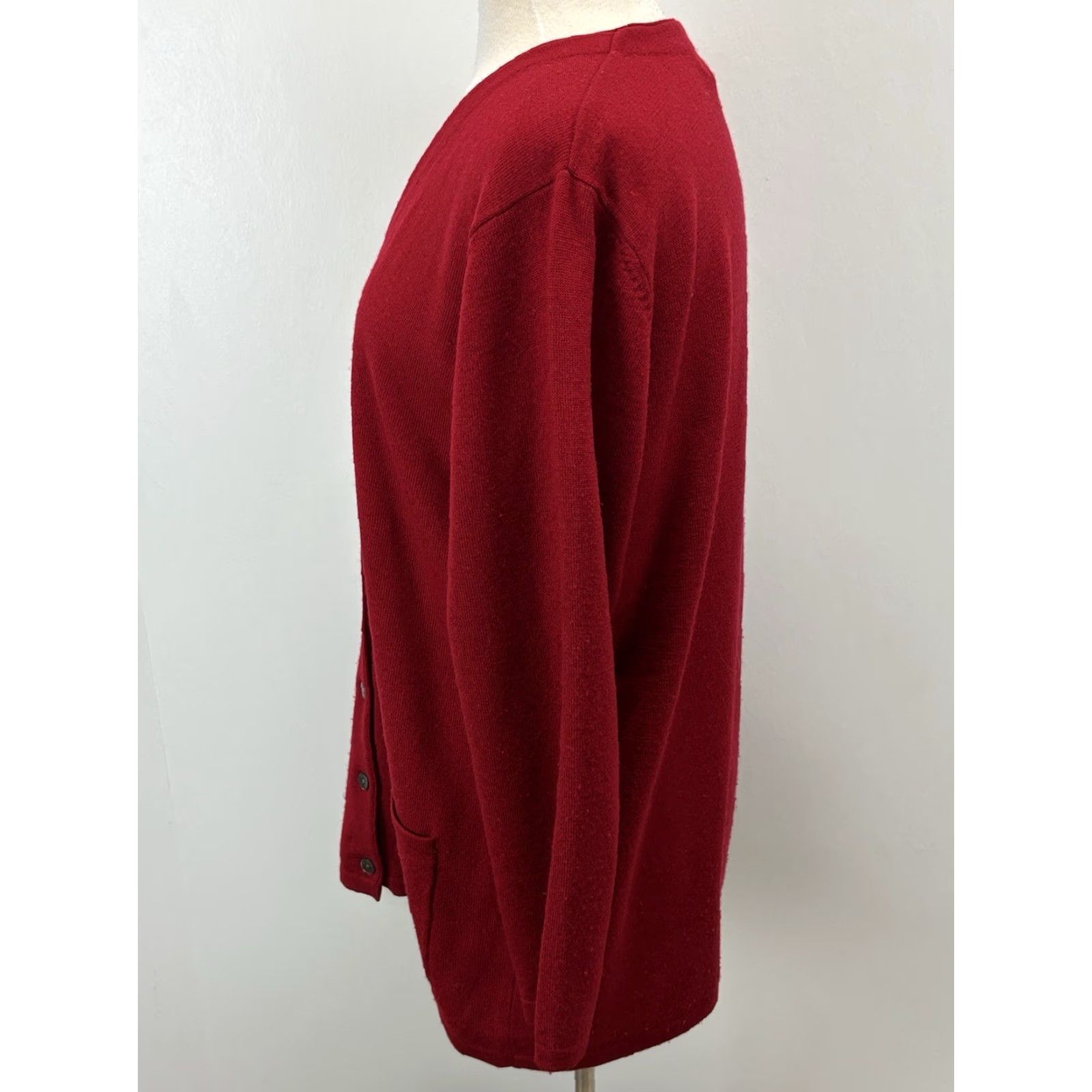 Charter Club VINTAGE Charter Club Cardigan Wool Red V-Neck L Women’s 90s Classic Holiday Knit Sweater Size L / US 10 / IT 46 - 2 Thumbnail