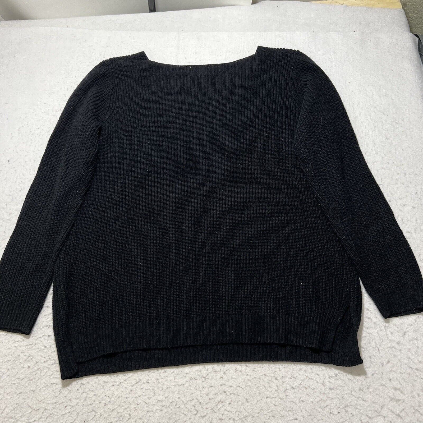 Arizona Jean Co. Arizona XL V-Neck Acrylic Black Ribbed Pullover Sweater Size XL / US 12-14 / IT 48-50 - 9 Thumbnail