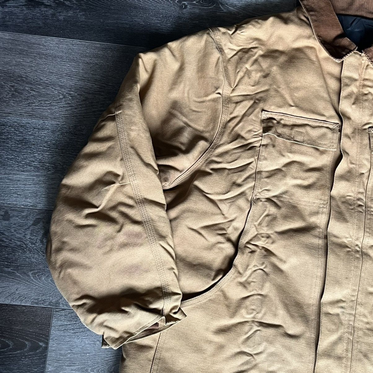Carhartt × Vintage Vintage 90s Carhartt Tan Quilted Chore Arctic Jacket Canvas Size US XXL / EU 58 / 5 - 3 Thumbnail