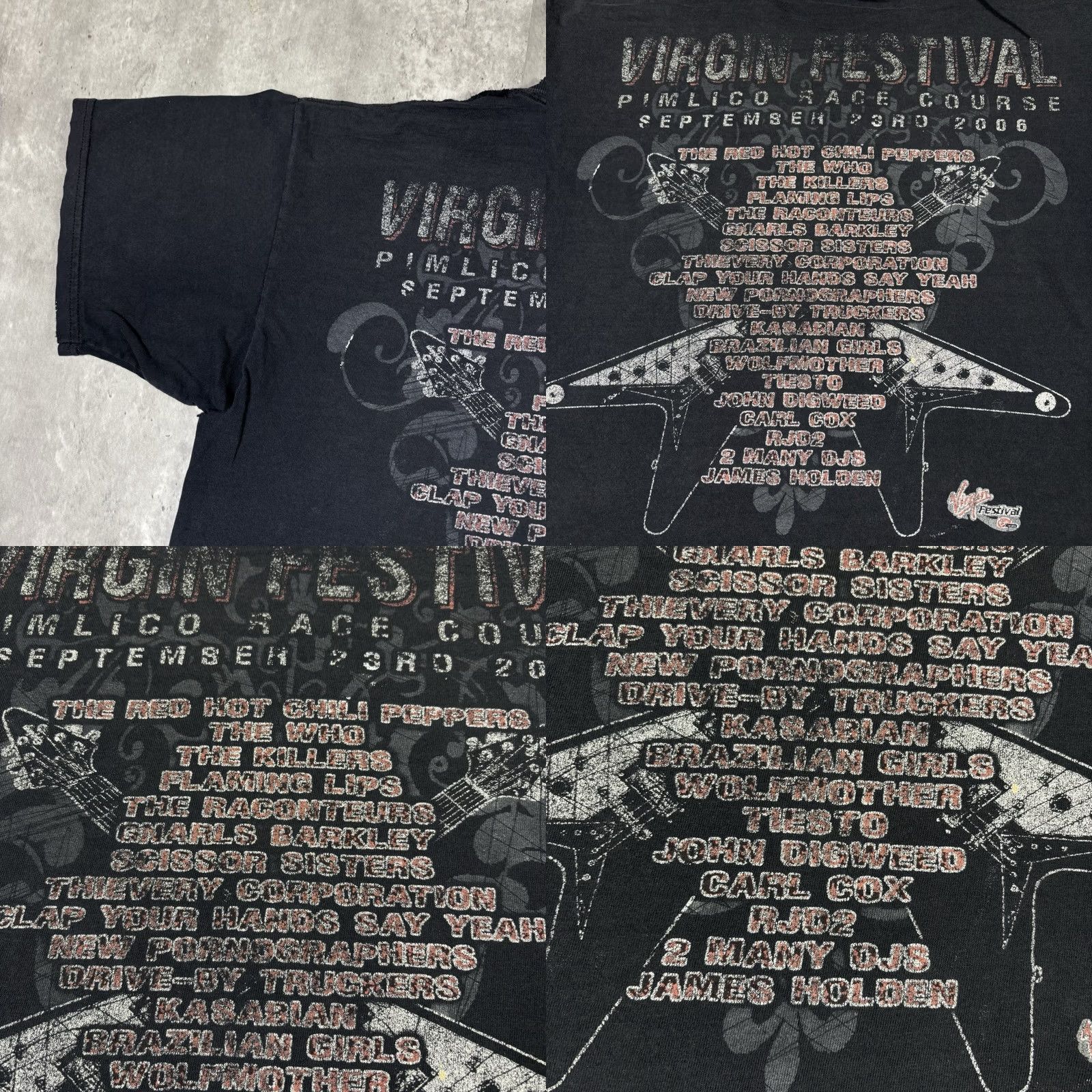 Anvil VINTAGE Virgin Festival 2006 T Shirt Large RHCP Flaming Lips The Killers Anvil Black Music Mens Size US L / EU 52-54 / 3 - 10 Thumbnail