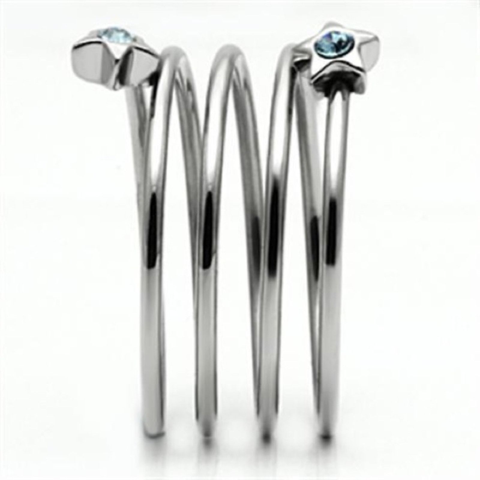 The Unbranded Brand Stainless Steel Wrap Around Crystal Blue Star Ring Size ONE SIZE - 5 Thumbnail