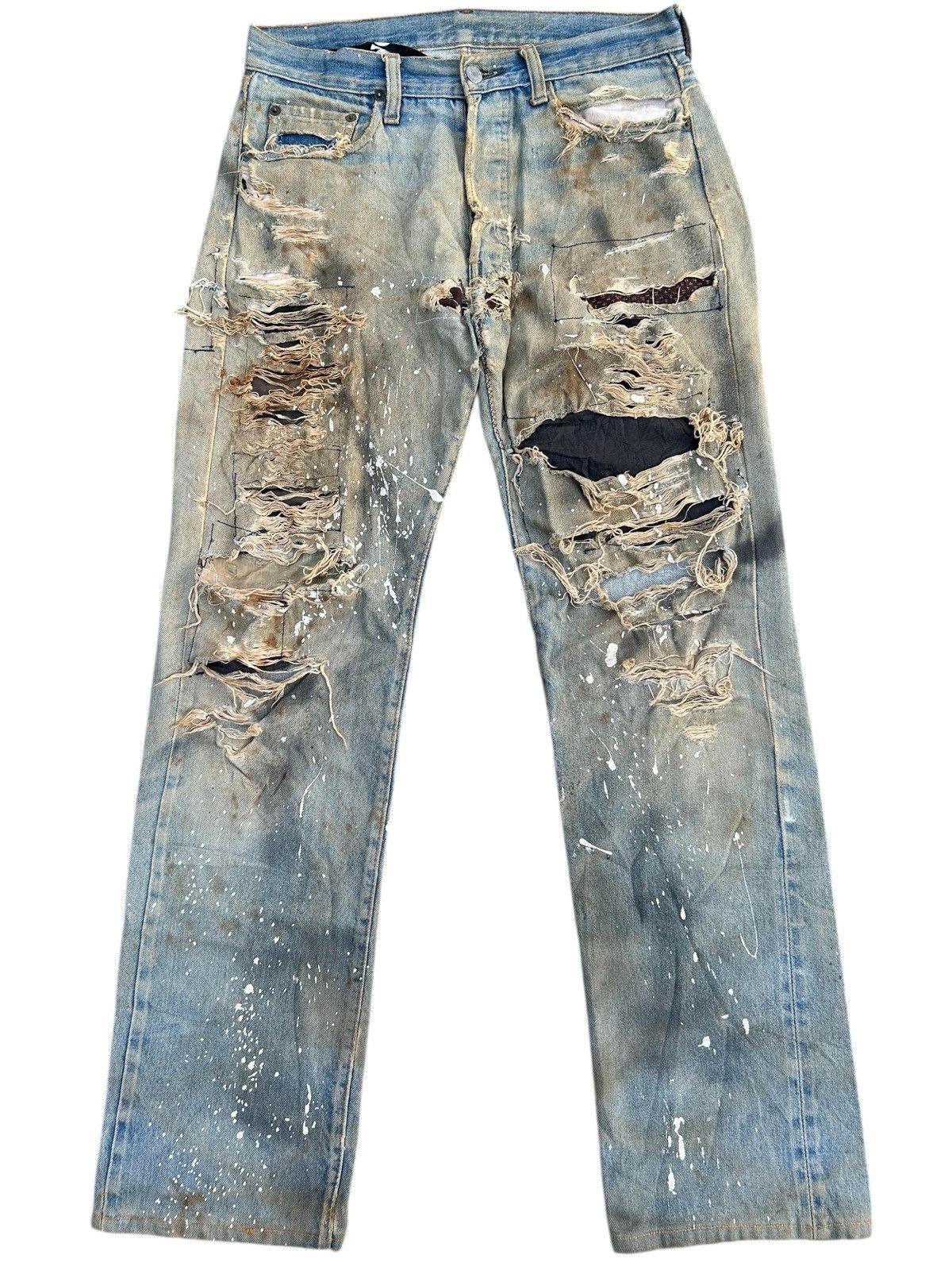 Levi's 80's THRASHED Levi's 6 Selvedge Reconstructed Repair Denim Size US 31 - 1 Thumbnail