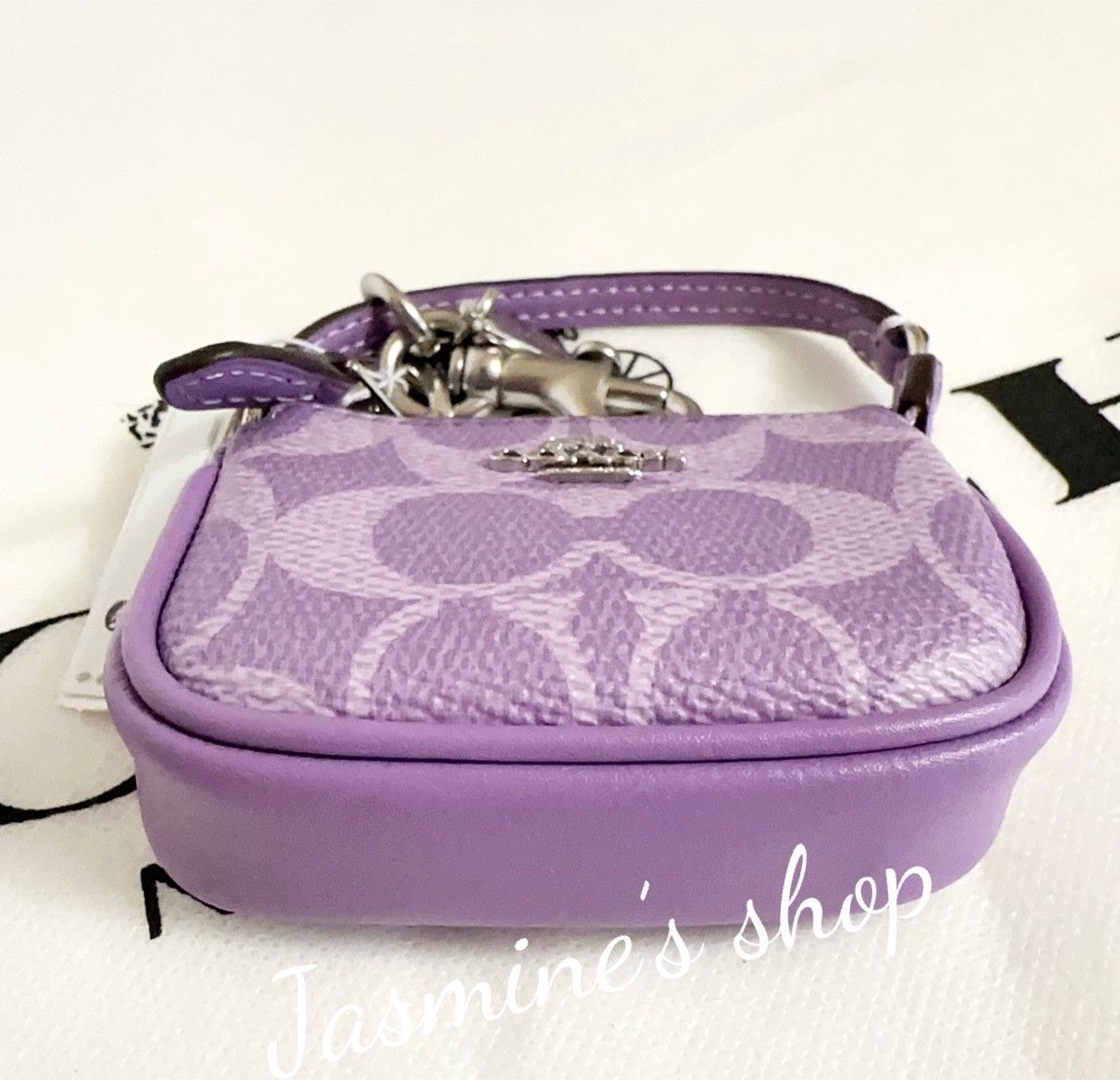 Coach NWT Coach Mini Nolita Bag Charm Iris Signature Canvas CX067 Size ONE SIZE - 6 Thumbnail