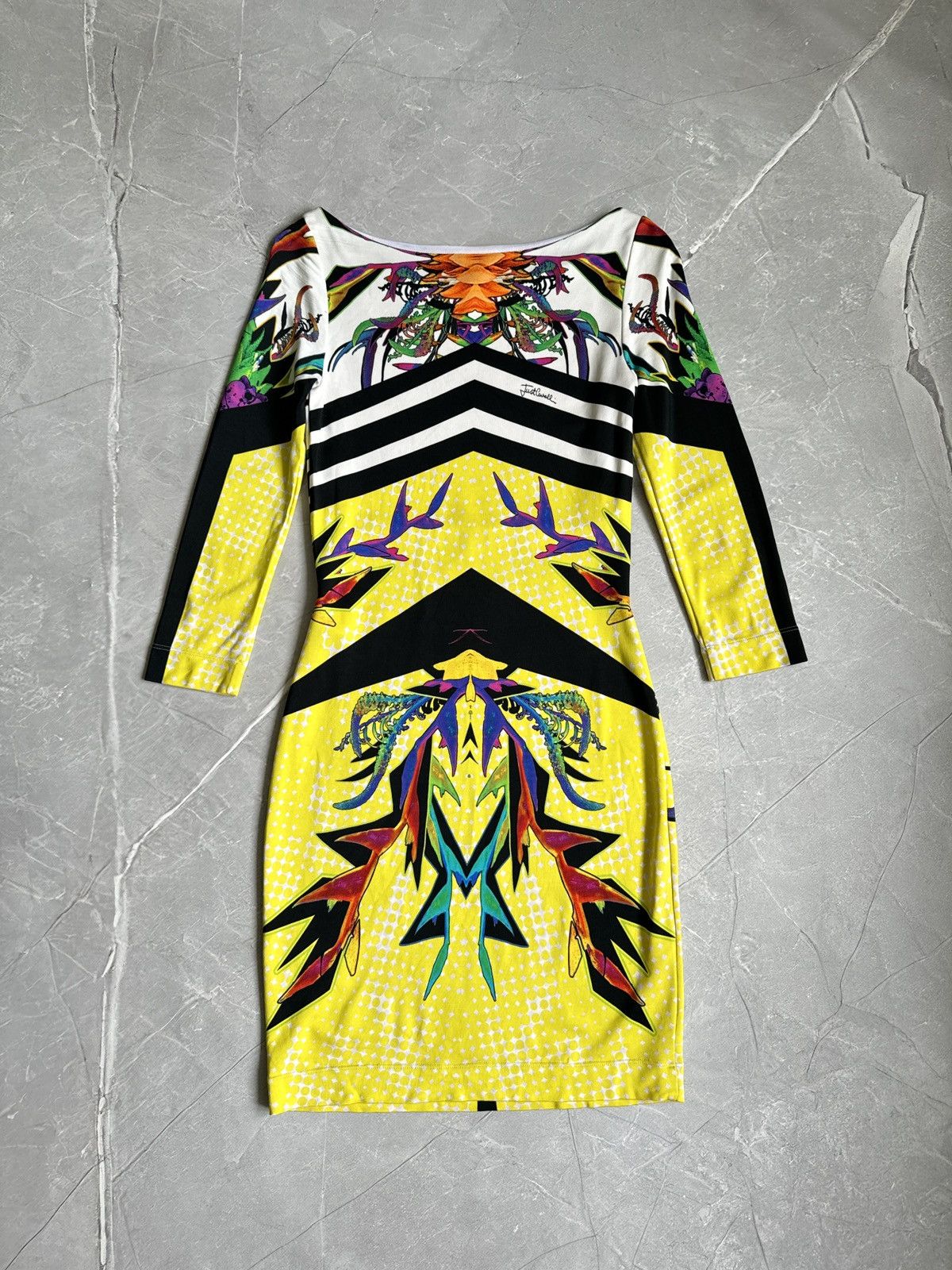 Just Cavalli Just Cavalli Multicolor Slim Dress Floral Geometric Pattern Size M / US 6-8 / IT 42-44 - 3 Thumbnail