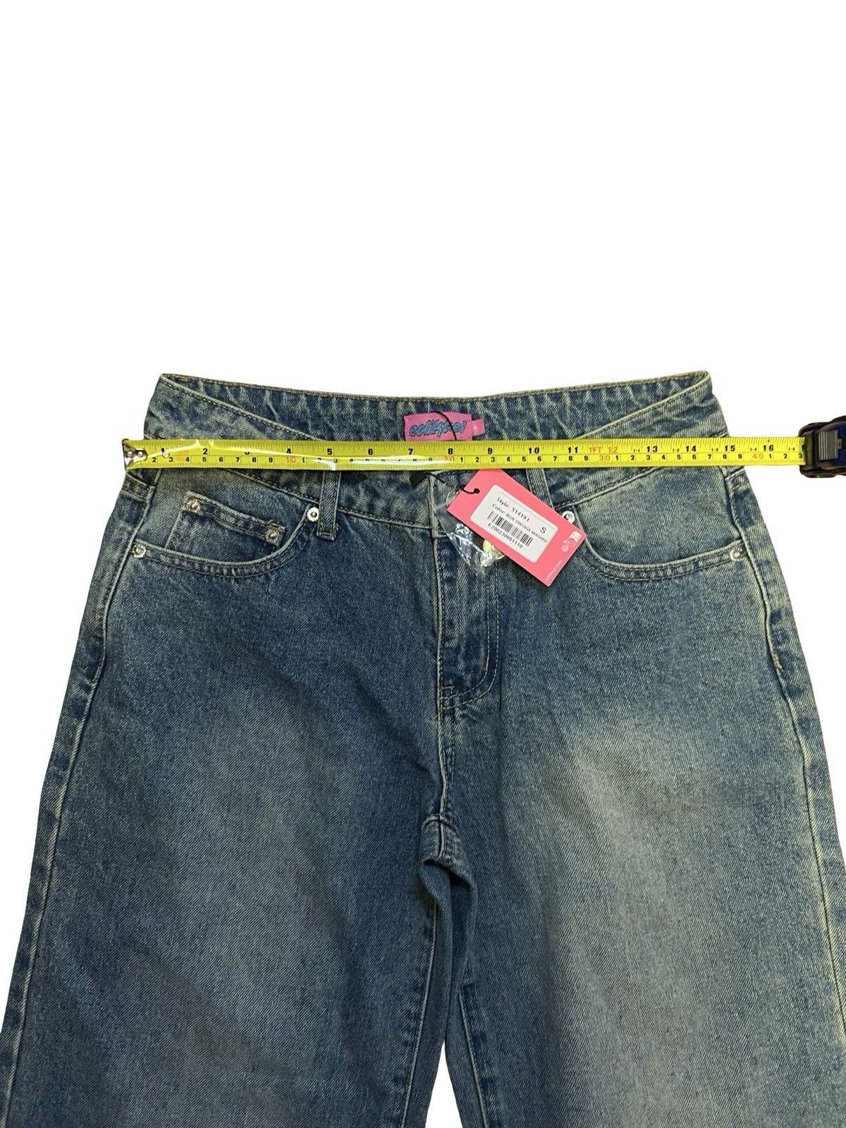 Other Edikted Magda Acid Wash Low Rise Baggy Jeans Blue Vintage Size 28" / US 6 / IT 42 - 9 Thumbnail