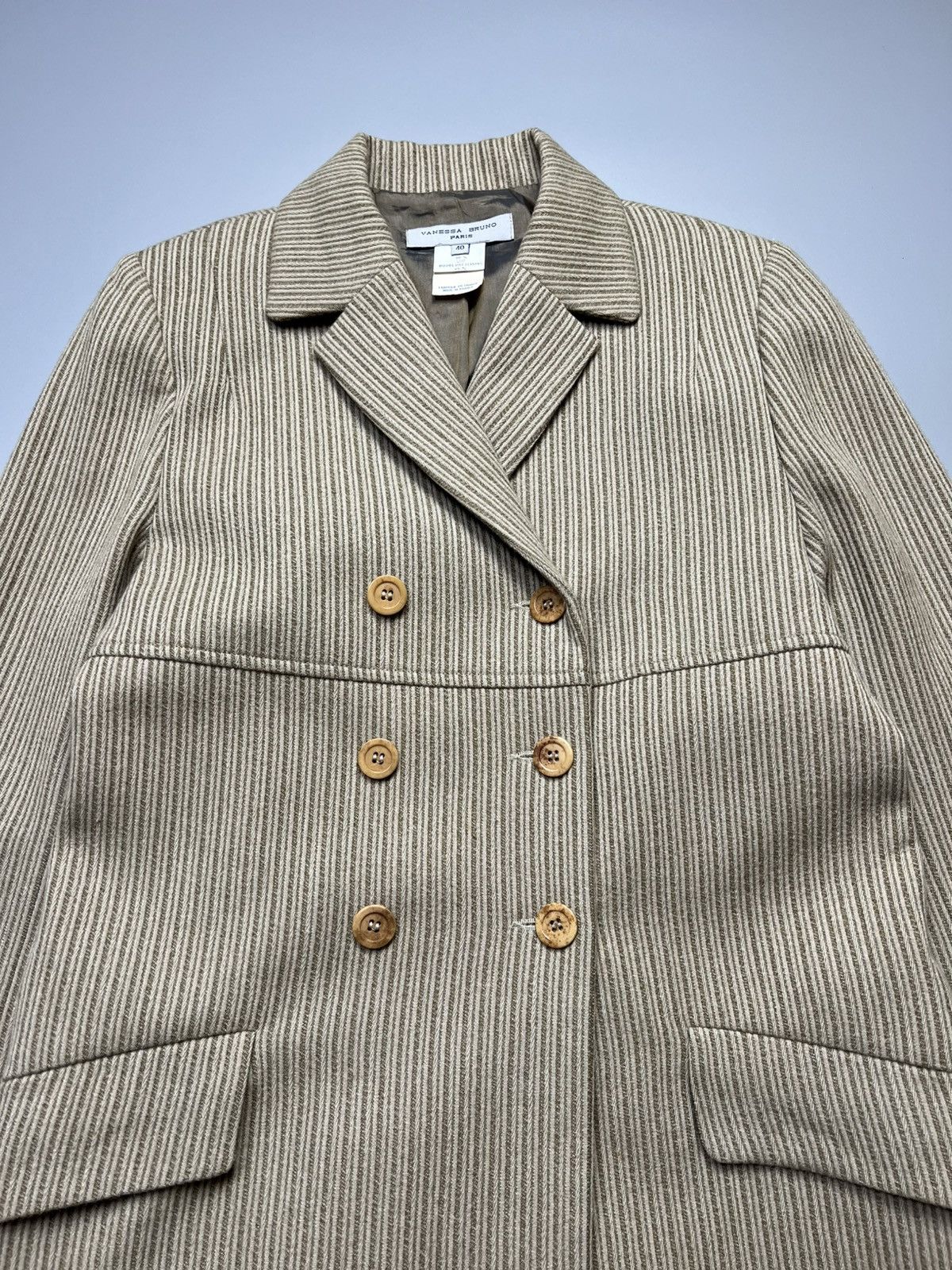 Vanessa Bruno Vanessa Bruno - Pinstripe Beige Wool - Coat Size M / US 6-8 / IT 42-44 - 6 Thumbnail