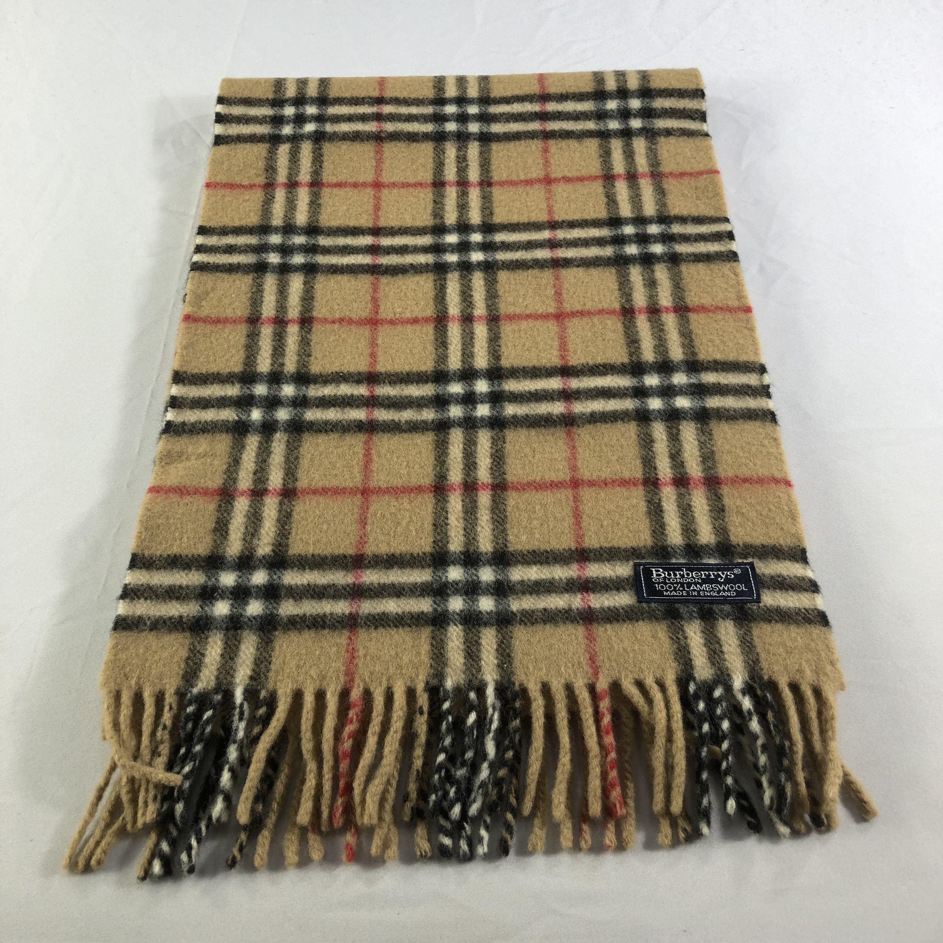 Burberry Burberrys Tan Nova Check Wool Scarf Muffler V1652 Size ONE SIZE - 2 Thumbnail