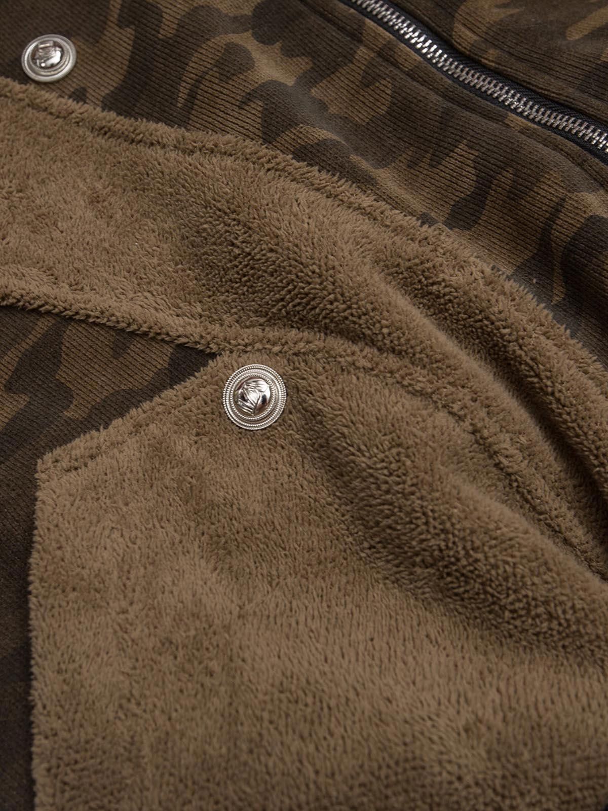 Japanese Brand Camouflage Spliced Fur Hooded Fleece Jacket - 2262 Size US M / EU 48-50 / 2 - 6 Thumbnail