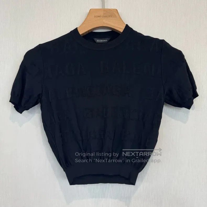 Balenciaga Balenciaga Black Letter Short Sleeve Knit Top Size M / US 6-8 / IT 42-44 - 1 Thumbnail
