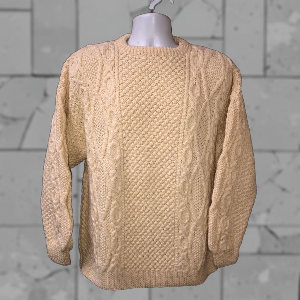 Vintage VINTAGE Fisherman Knit Crewneck Sweater Mens Ivory Hand Knit, Crewneck, Knit, Size M, Armpit 22" Size US M / EU 48-50 / 2 - 1 Thumbnail