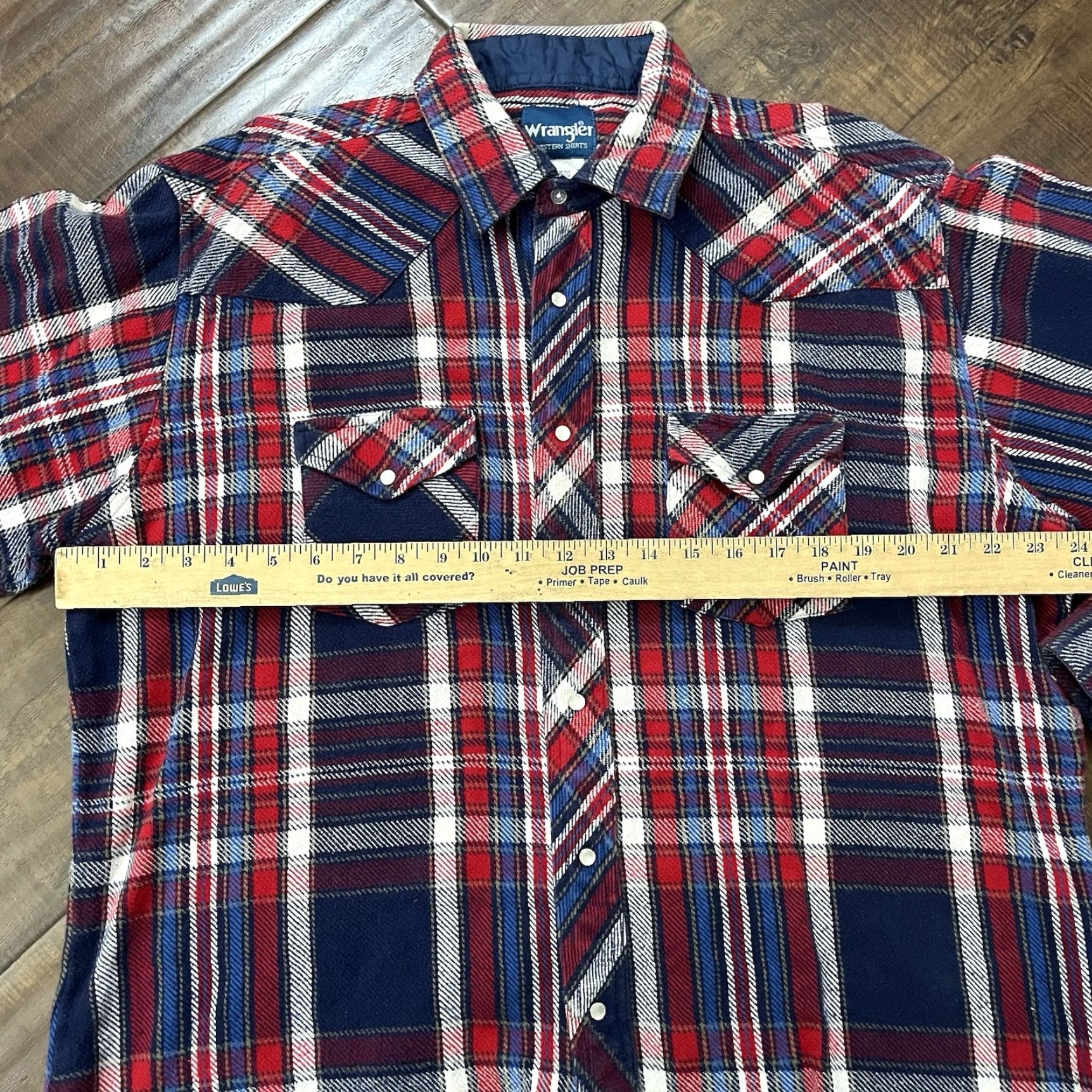 Wrangler Vtg 90s Wrangler Western Shirt Mens XL Flannel Red Plaid Pearl Snap Cowboy Thick Size US XL / EU 56 / 4 - 5 Thumbnail