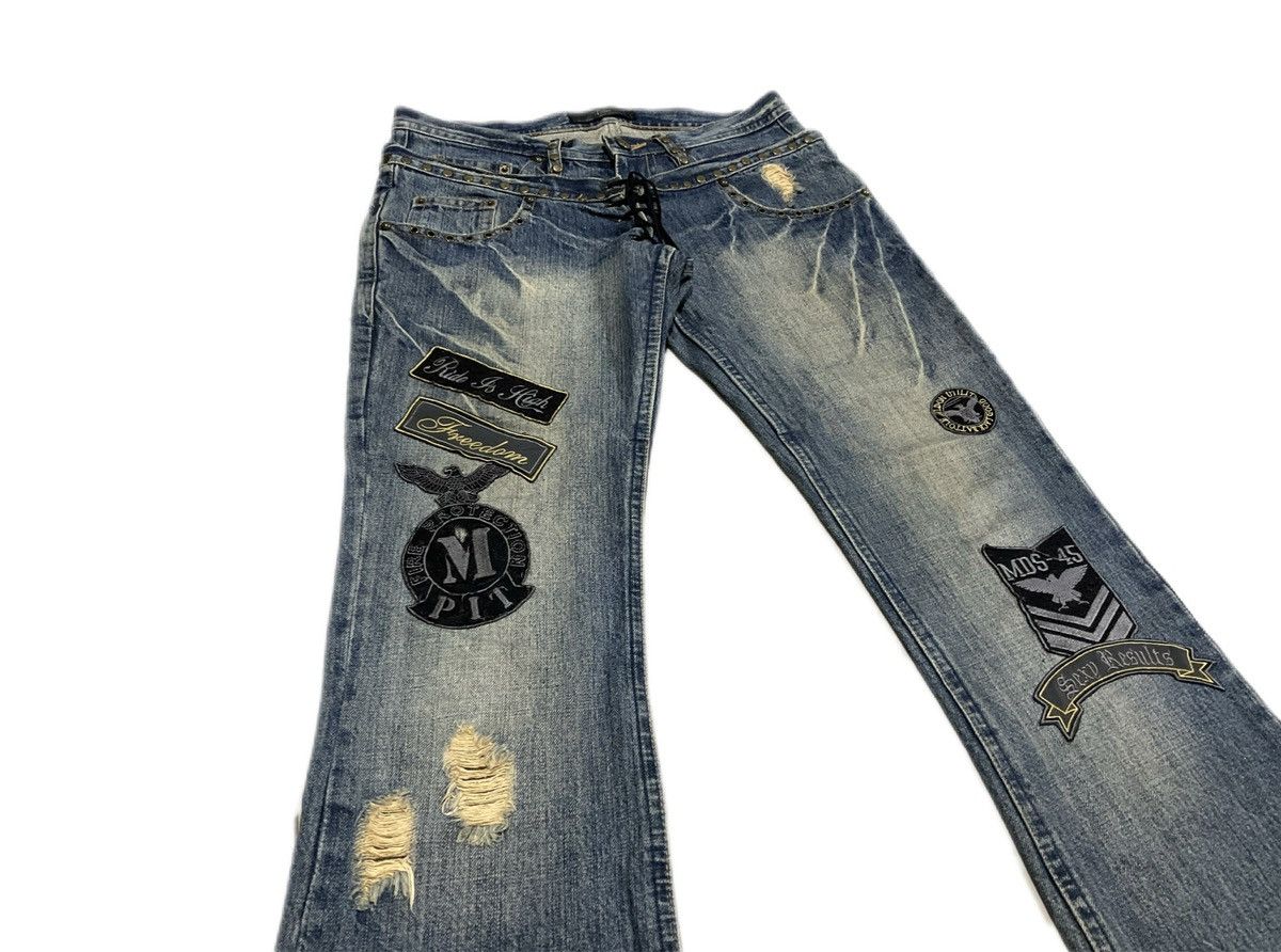 If Six Was Nine Midas Double Waist Lace Up Flared Denim Patchwork Size US 32 / EU 48 - 2 Thumbnail
