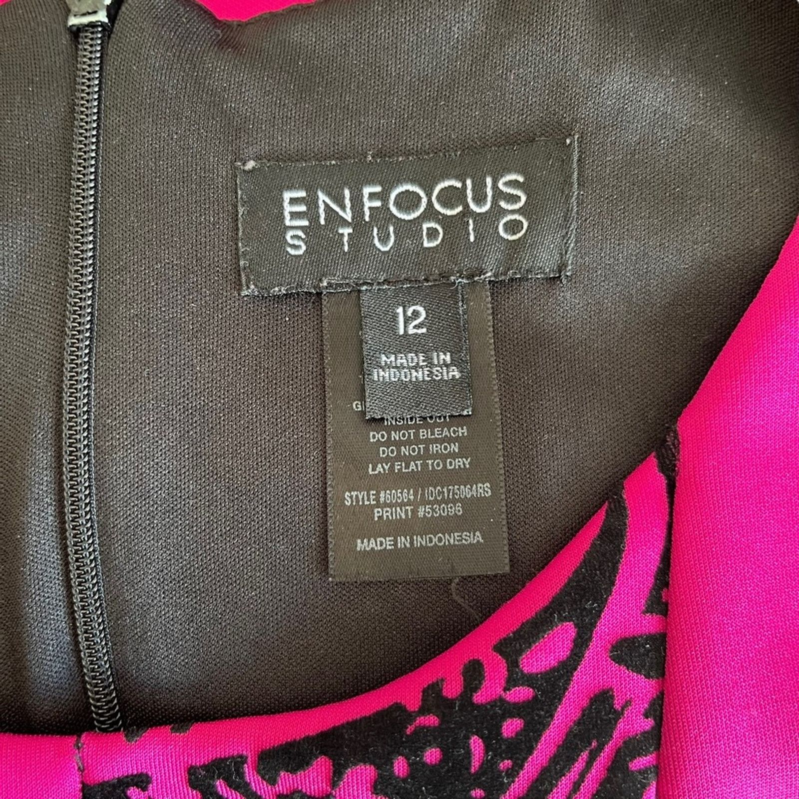 Other Enfocus Studio hot pink and black paisley pleated dress Size XL / US 12-14 / IT 48-50 - 5 Thumbnail