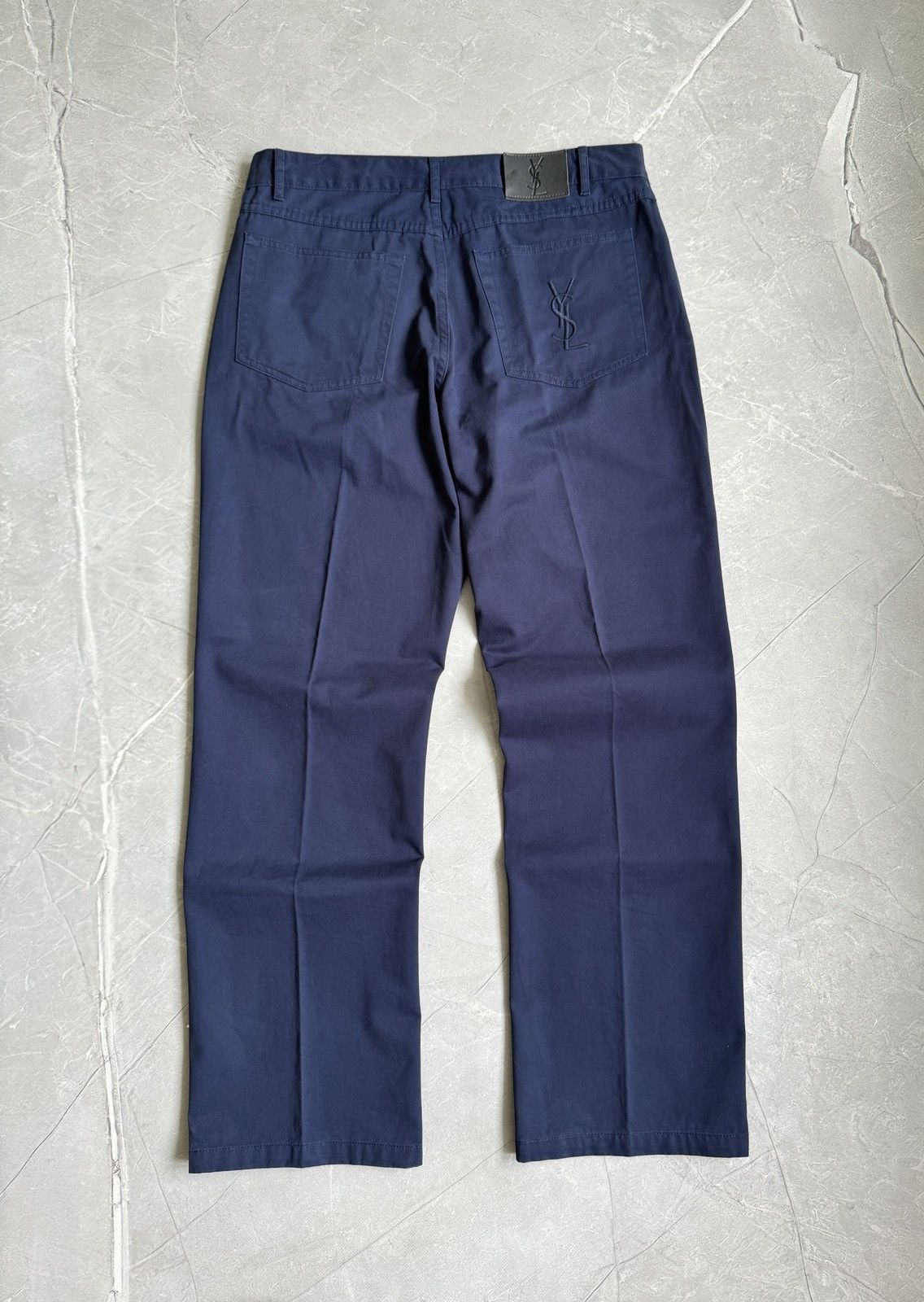 Vintage YSL Yves Saint Laurent Big Logo Trousers Navy