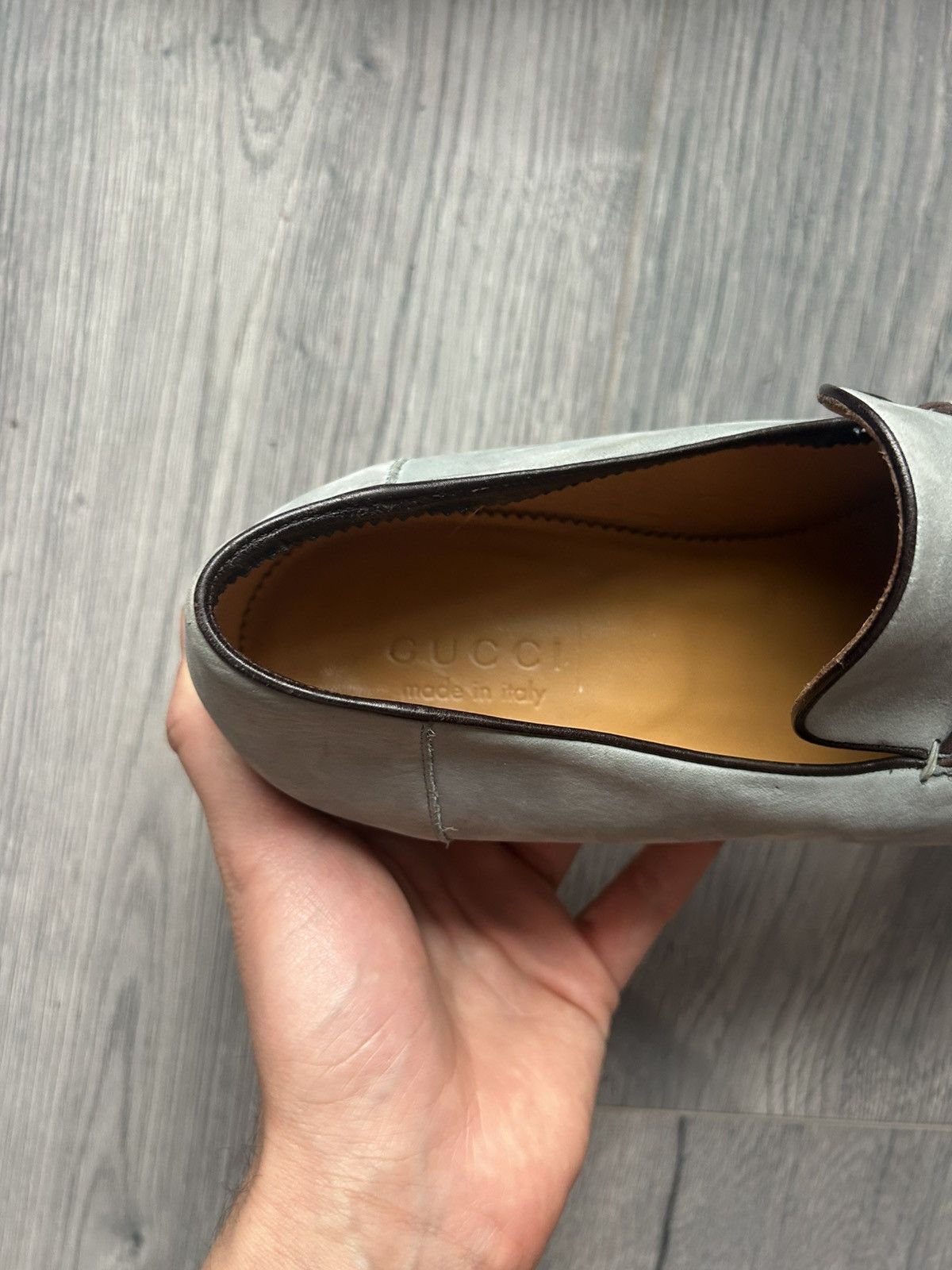 Gucci Gucci Light Blue Suede Loafers with Metal Accent - Size 43E Size US 10 / EU 43 - 11 Thumbnail