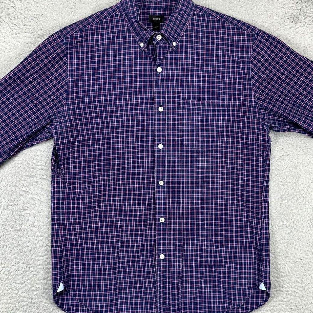 Vintage J Crew Button Down Shirt Mens Medium Blue Red Plaid Long Sleeve Pocket Cotton Size US M / EU 48-50 / 2 - 2 Thumbnail