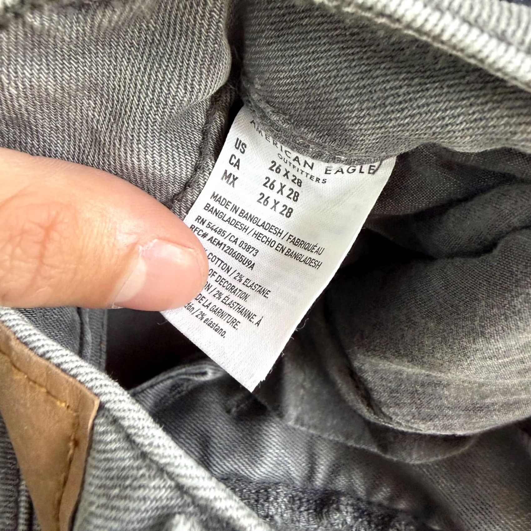 American Eagle Outfitters American Eagle Airflex+ Jeans Mens 26x28 Light Gray Denim Skinny Distressed Slim Stretch Pockets Logo Baggy? Size US 26 / EU 42 - 5 Thumbnail