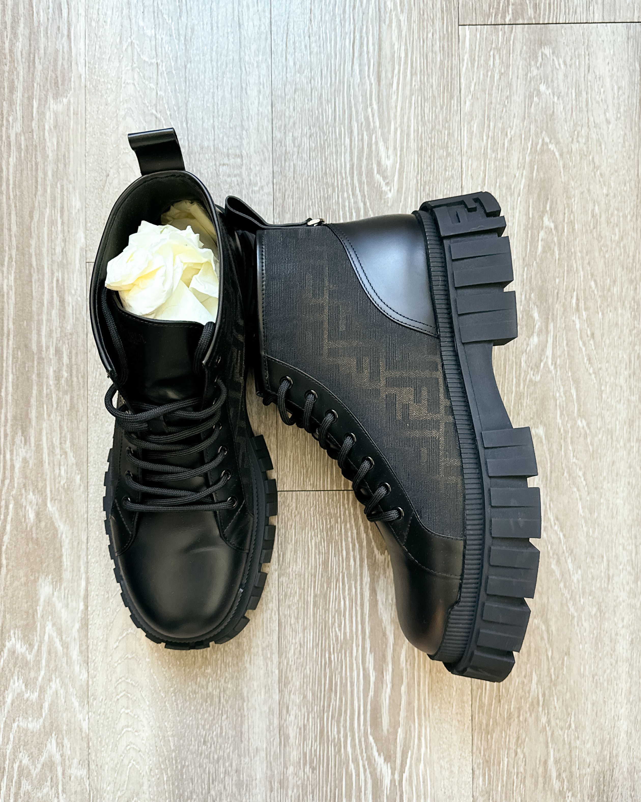Fendi Fendi Force Biker Boots Men's 11 FF Canvas Monogram Black Size US 11 / EU 44 - 12 Thumbnail