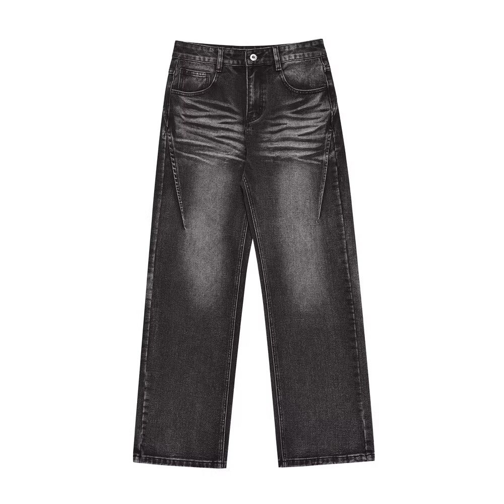 Japanese Brand × Jean Washed distressed straight-leg men's loose wide-leg jeans Size US 32 / EU 48 - 1 Thumbnail