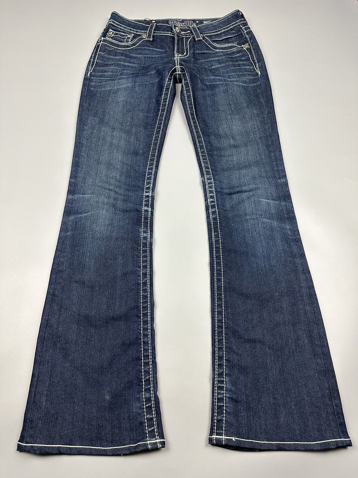 If Six Was Nine × Le Grande Bleu (L.G.B.) 🔥Flared🔥Miss Me Inspired by Chrome Hearts Design Denim Size US 29 - 4 Thumbnail