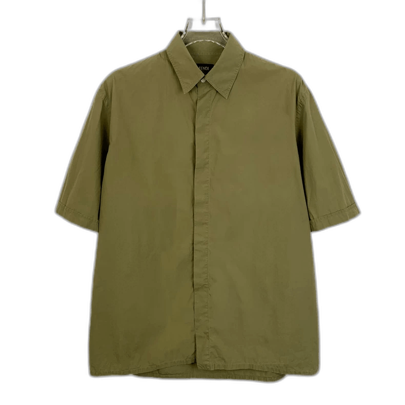 Fendi Fendi Short Sleeve Cotton Shirt in Green Size US S / EU 44-46 / 1 - 1 Thumbnail