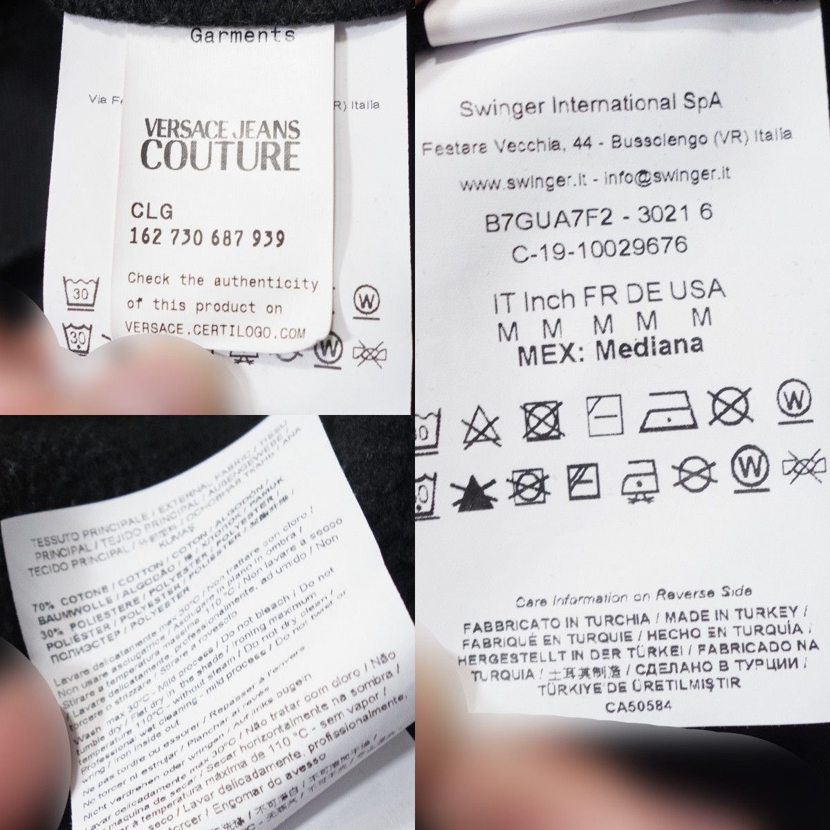 Versace Jeans Couture Warranty Certificate Patched Logo Oversized Hoodie Size US M / EU 48-50 / 2 - 10 Thumbnail