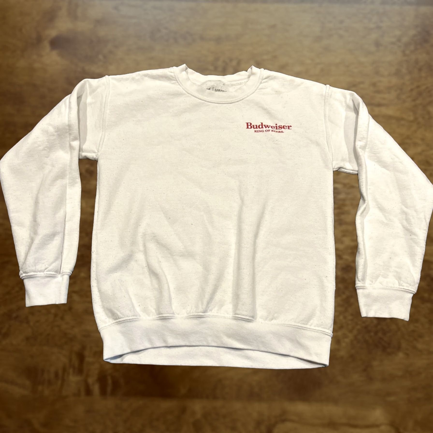Budweiser Budweiser Sweatshirt | White Cotton Pullover Long Sleeve | Graphic Print Logo | Size S | Men Size US S / EU 44-46 / 1 - 1 Thumbnail