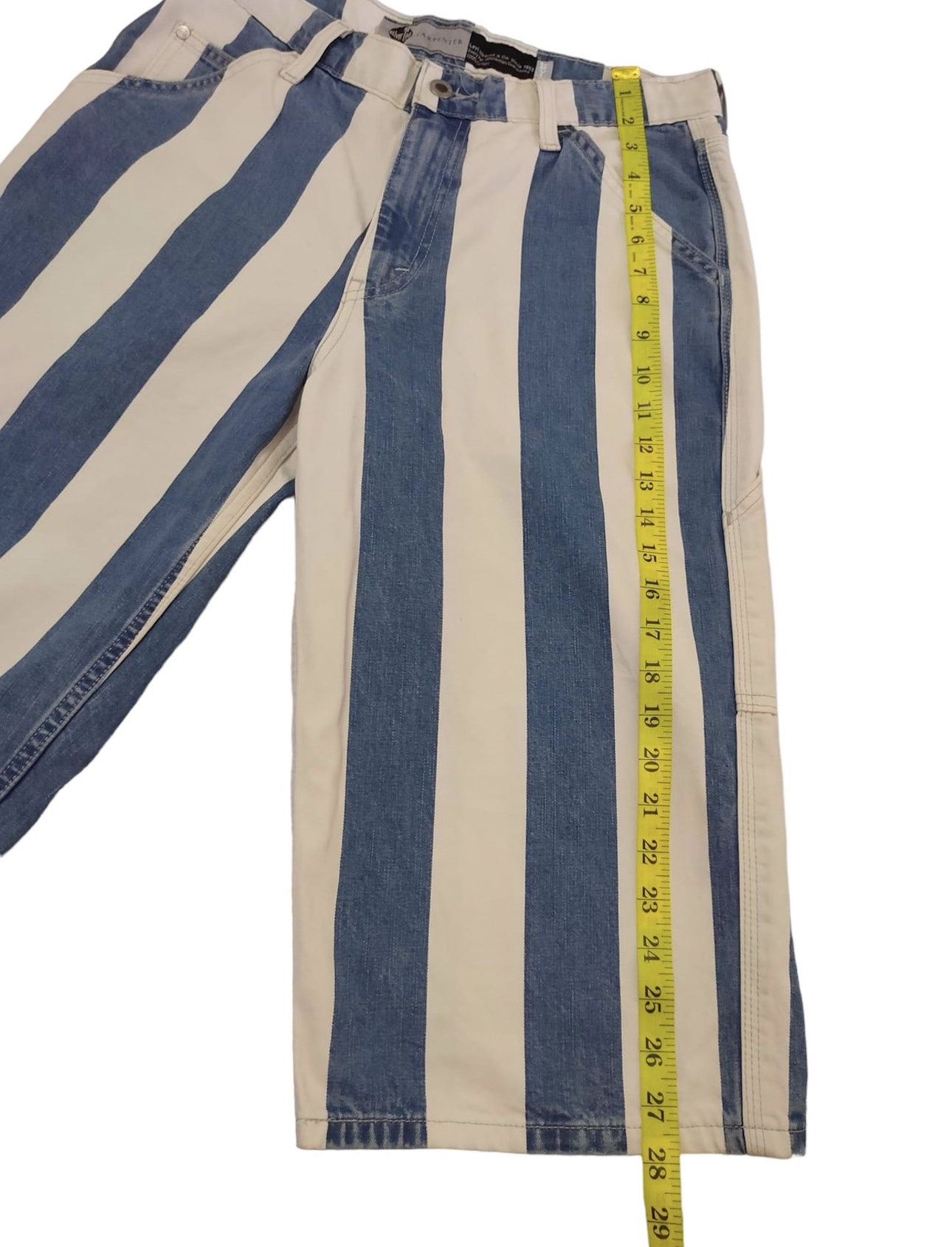 Levi's Vintage Clothing Baggy Jeans Levis Silver Tab Prisoner Striped Carpenter 3Q Size US 31 - 7 Thumbnail