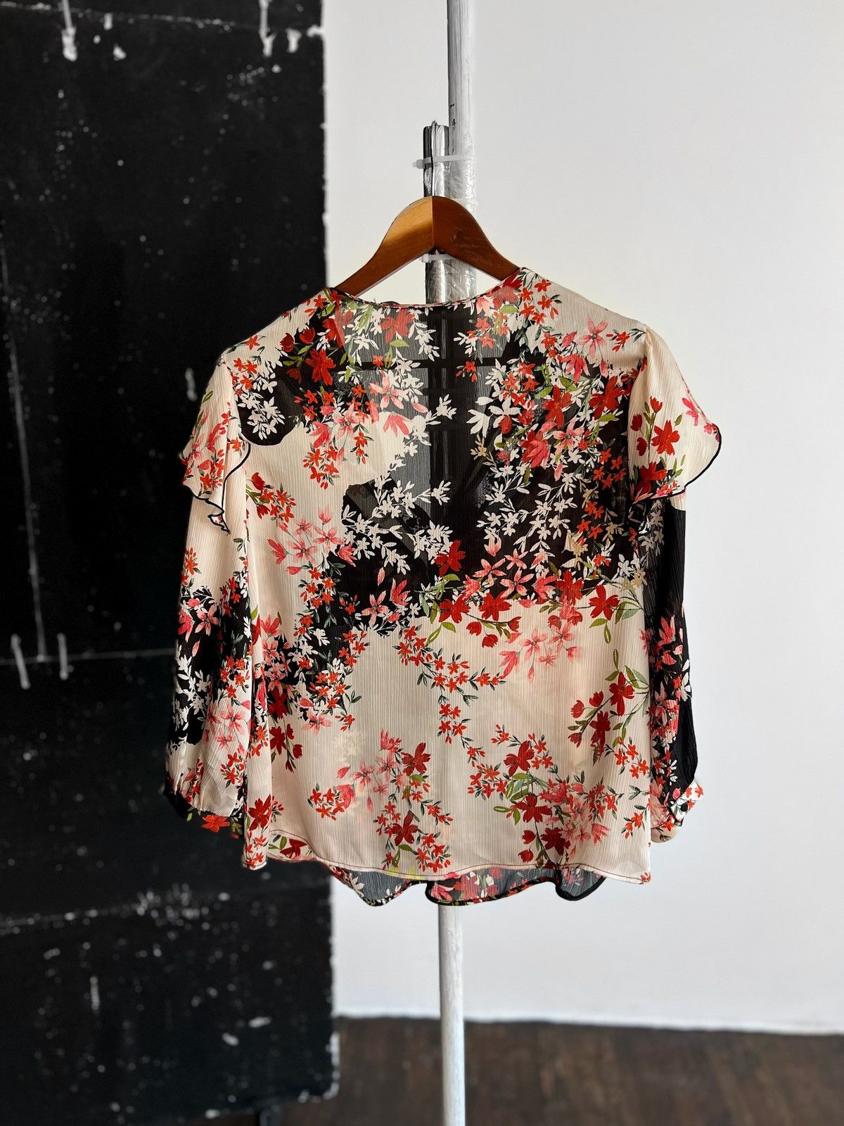 Designer × Zara Zara Womens Floral Multicolor Long Sleeve Blouse Size M / US 6-8 / IT 42-44 - 3 Thumbnail
