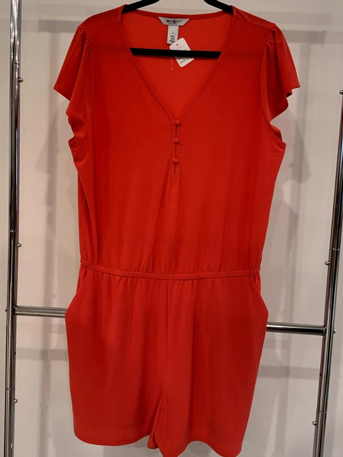 Whim Golf Stylish Red Short Sleeve Jumpsuit by WHBM Size ONE SIZE - 1 Thumbnail